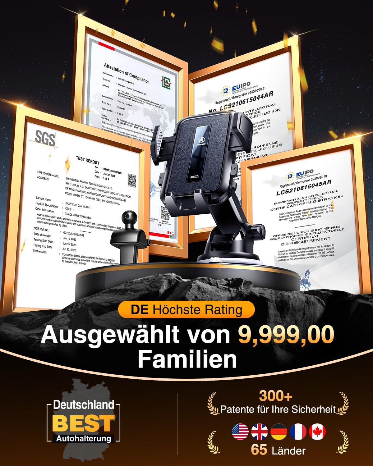 VANMASS 2026【Echte Militärklasse】Handyhalterung Auto 【Bombenfester Saugnapf & Lüftungsclip】Universelle Handyhalterung Auto Armaturenbrettscheibe für iPhone 17 Pro Max/17 Air 16/15/14 Samsung S25 usw – Bild 2