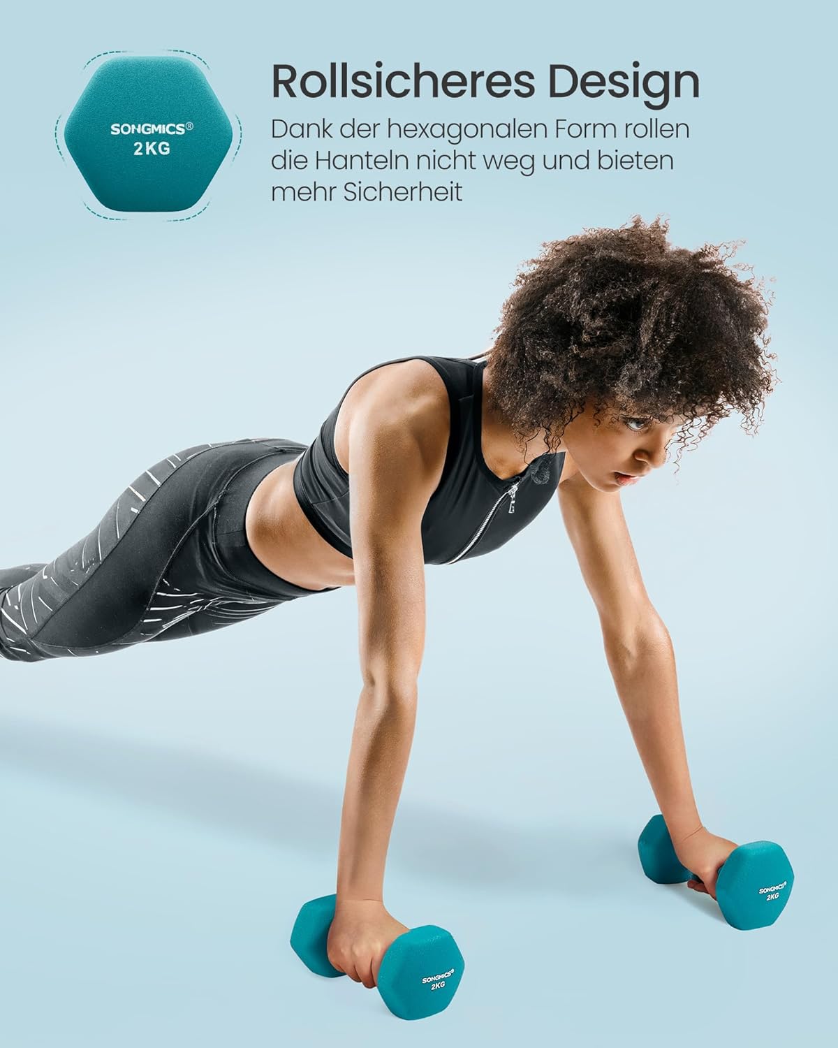 SONGMICS Hantel-Set, 3 Paar, 1kg-3kg, 9kg oder 12kg, Aufbewahrung, Fitnessstudio, Krafttraining, rutschfeste Neopren-Beschichtung – Bild 6