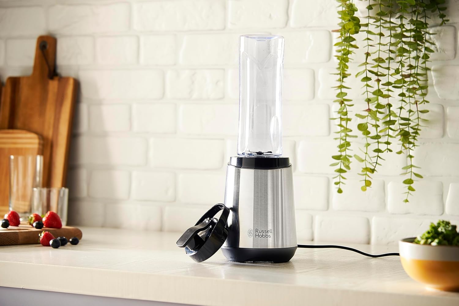 Russell Hobbs Mixer – Standmixer & Smoothie Maker to Go (23.500 U/min Power-Motor) inkl. 1 x Mixbehälter 600 ml (BPA-frei, spülmaschinenfest und bruchsicher inkl. Deckel) Zerkleinerer, Edelstahl, – Bild 7