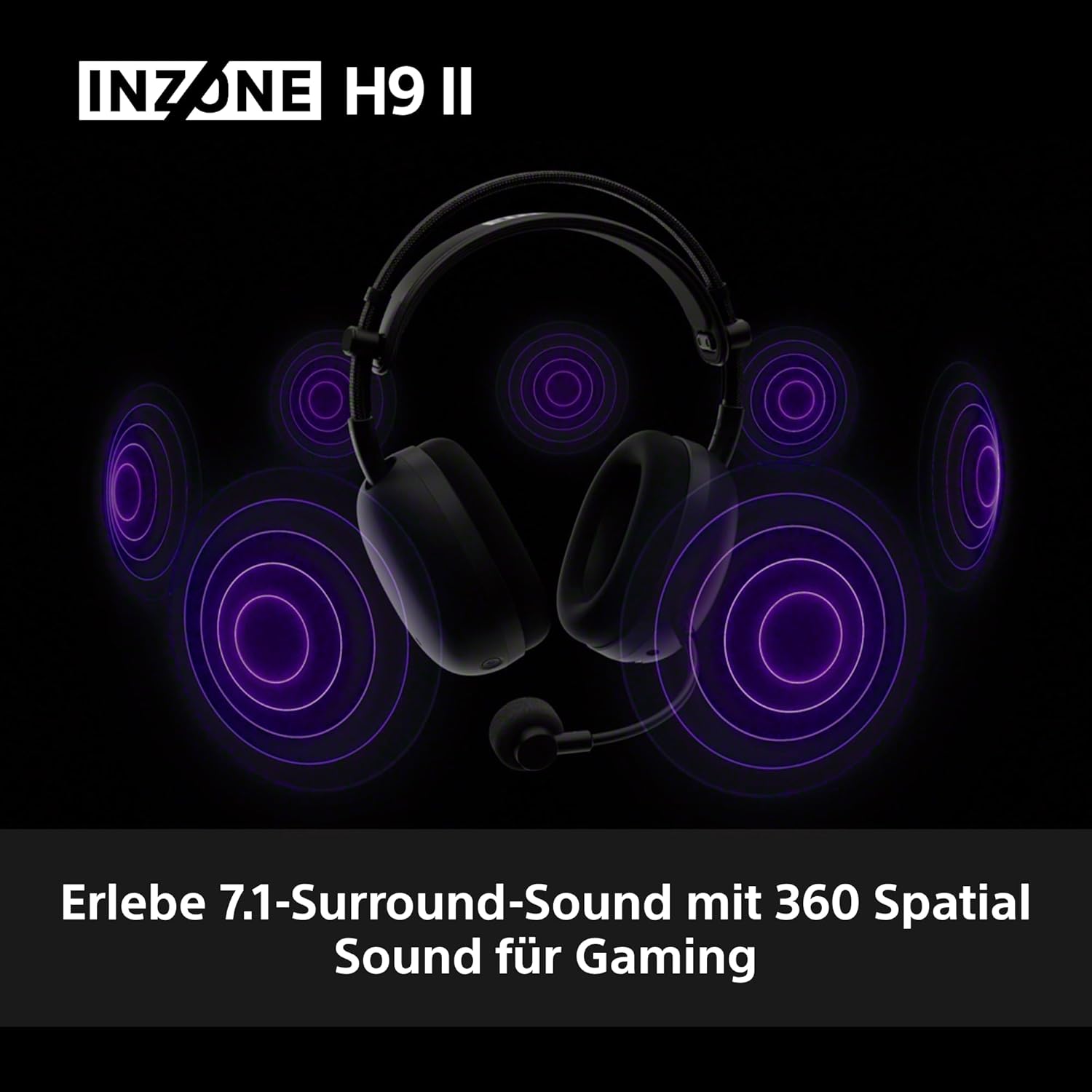 Sony INZONE H9 II Kabelloses PC-Gaming-Headset mit Geräuschunterdrückung, leicht, einstellbarer Sound-EQ, abnehmbares Nieren-KI-Mikrofon, 30-Stunden-Akku, 2,4 GHz und Bluetooth, inklusive Softcase, Schwarz – Bild 7