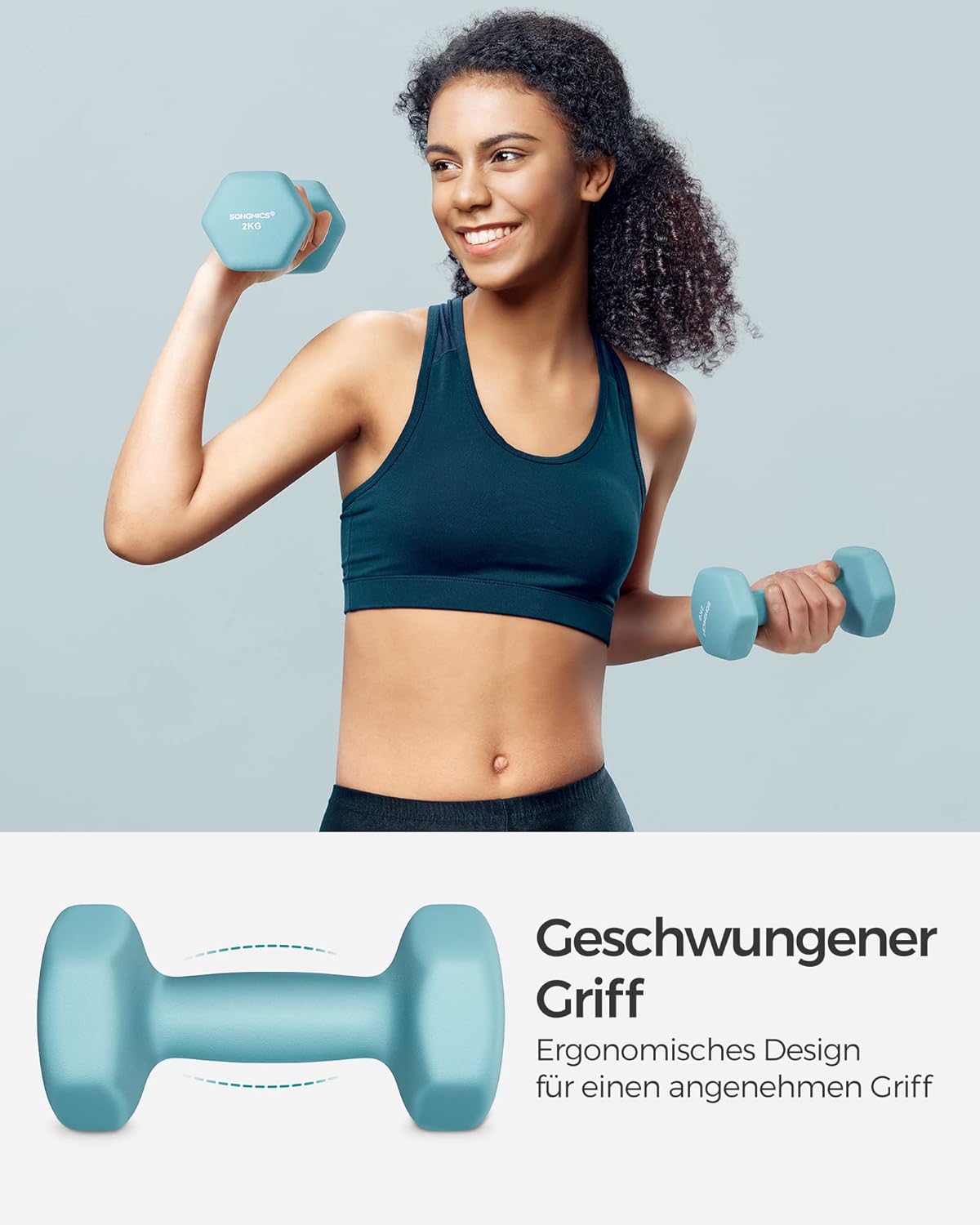 SONGMICS 2er-Pack Sechseckhanteln mit Neoprenbeschichtung für Krafttraining, Fitness, Zuhause – Bild 3