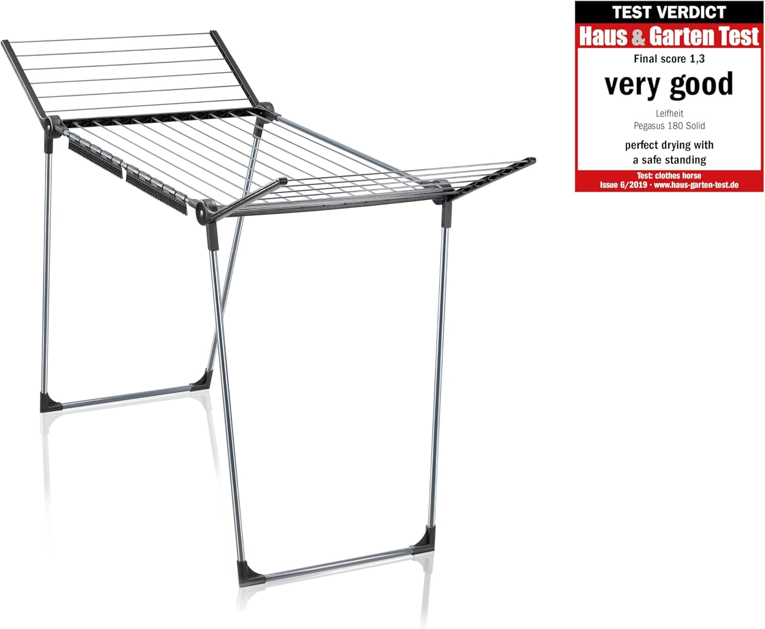 Leifheit Pegasus 180 Solid Black Wäscheständer mit Flügeln für lange Kleidungsstücke, stabiler Wäscheständer für den Innen- und Außenbereich, Wäscheecke im modernen Design – Bild 2