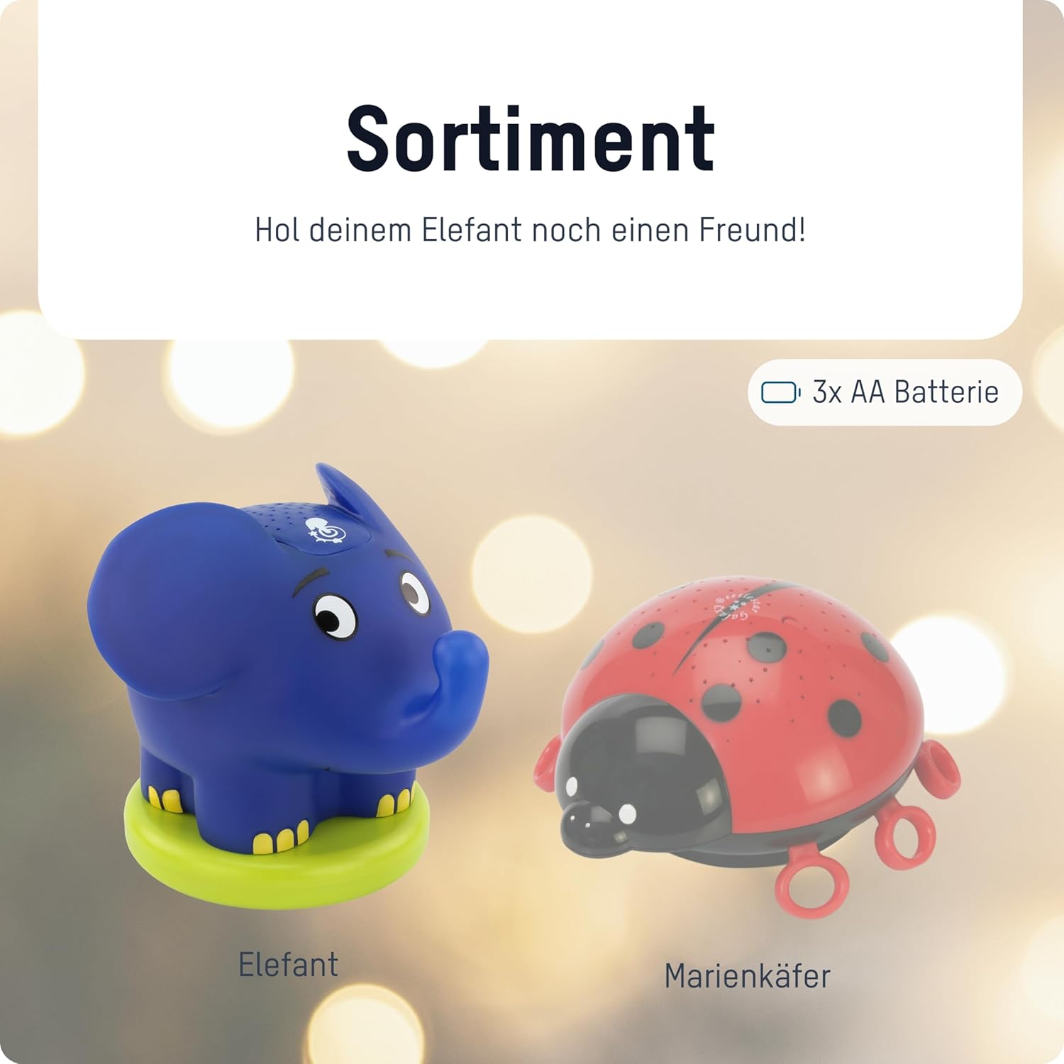 Ansmann Sternenlicht-Projektor Elefant – Übertragung mit der Maus – LED-Nachtlicht mit Musik & Sternenhimmel, der Projektor ideal als Einschlafhilfe für Babys & Kinder – Nachtlicht als Babyzimmer-Dekoration – Bild 3