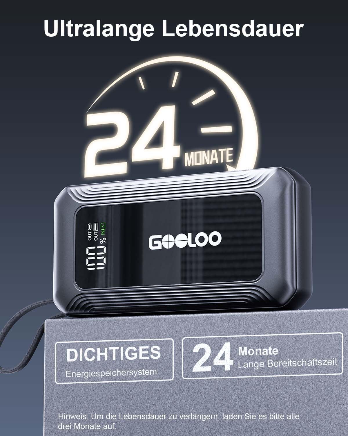 GOOLOO G7 Starthilfe-Powerbank für Auto, 3000 A tragbare Starter-Powerbank mit 45 W USB-C-Schnellladung & LED-Taschenlampe, Booster-Auto-Starthilfe für 12 V (bis zu 8,5 l Benzin/6 l Diesel) – Bild 7