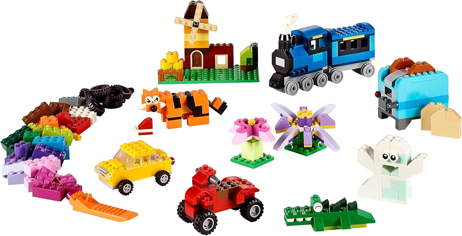 LEGO 10696 Classic Mittelgroße kreative Steinbox, einfache Spielzeugaufbewahrung, buntes Steinbauset, Spielzeug für Kinder, Jungen und Mädchen ab 4 Jahren mit Rädern, Fenstern, Augen und einer grünen Grundplatte – Bild 10