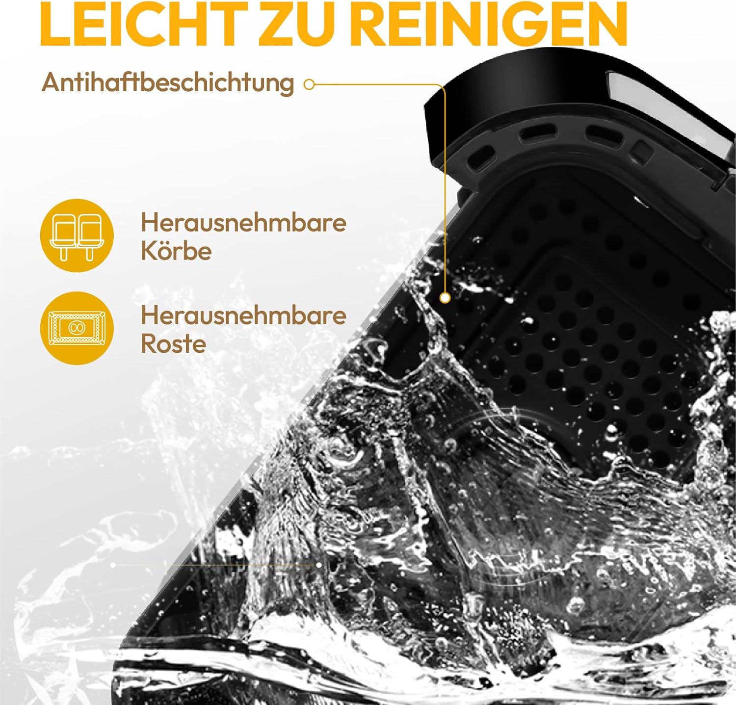 LLIVEKIT 9L Heißluftfritteuse, 2 Kammern mit Sichtfenster, 4,5L + 4,5L Airfryer 9-in-1, Backofen XXL ohne Öl, Heißluftofen mit Touchscreen, Timerfunktion – Bild 7