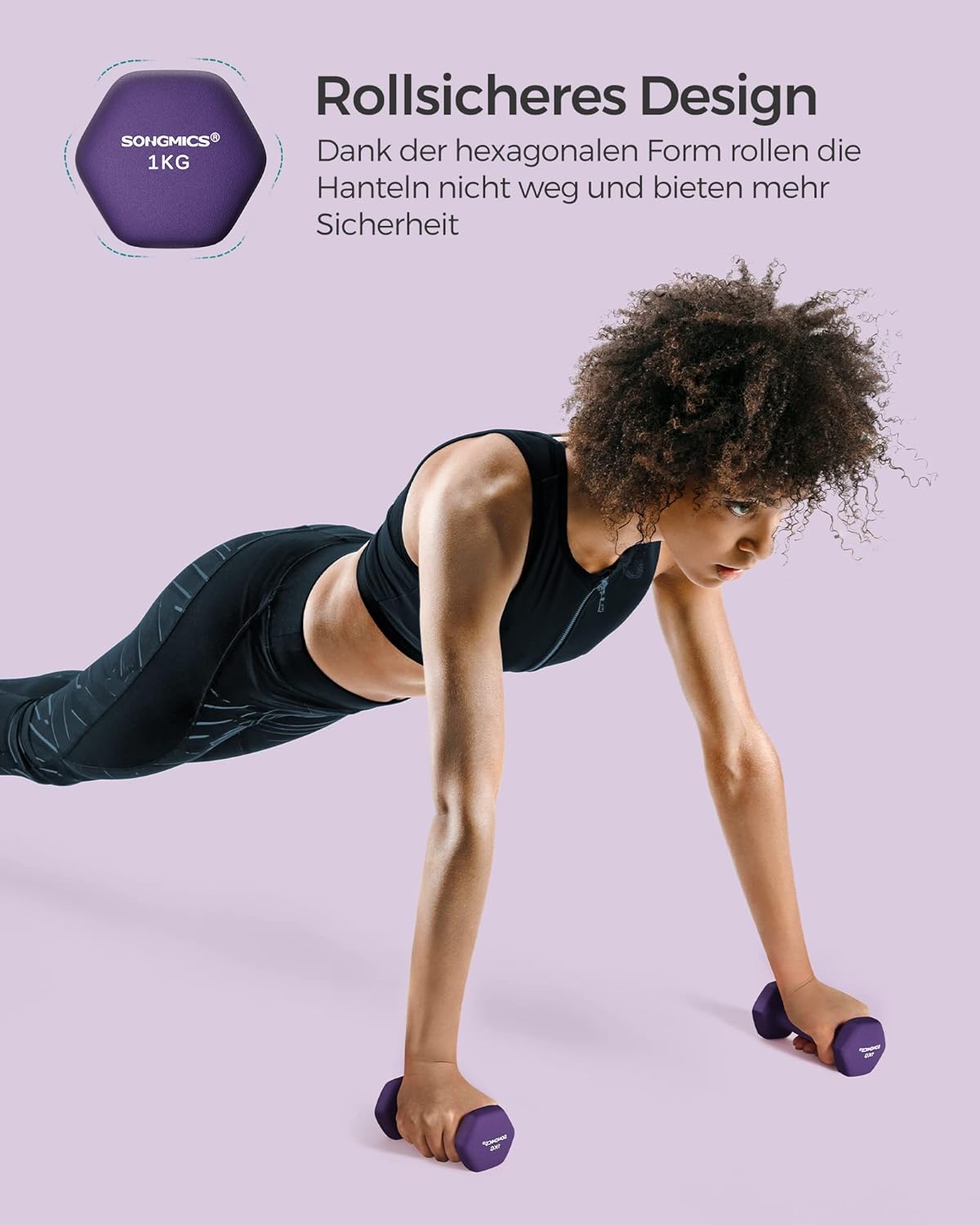SONGMICS 2er-Pack Sechseckhanteln mit Neoprenbeschichtung für Krafttraining, Fitness, Zuhause – Bild 7