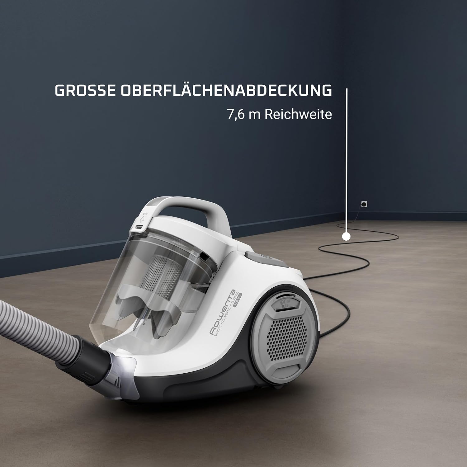 Rowenta Swift Power Zyklon-Staubsauger – 900 W starke Saugleistung, kompakt und leicht, 1,2 l Staubbehälter, 77 dB leise, 25 Fuß Aktionsradius, beutelloser Staubsauger für Hart- und Teppichböden – Bild 6