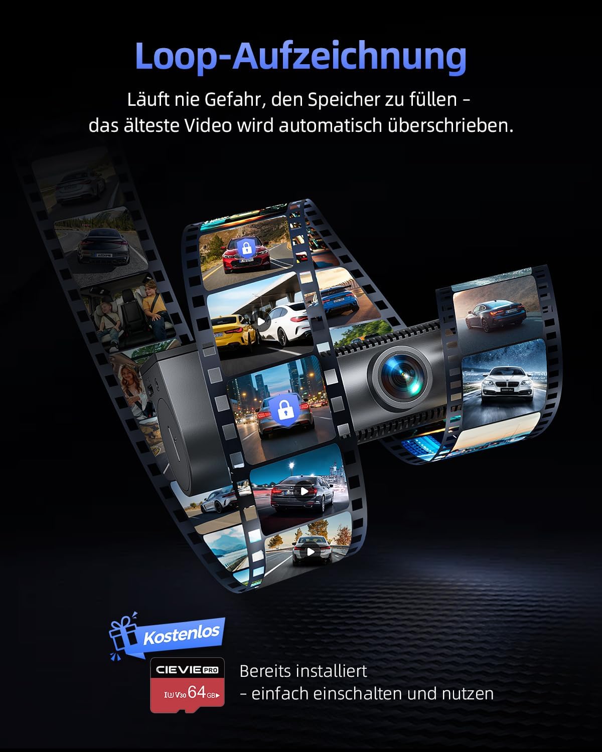 Dashcam Auto Vorne Hinten 4K + 1080P, 5,8GHz WLAN Dashcam mit 170° Weitwinkel, Dashcam mit 64GB SD Karte, G-Sensor & 24h Parküberwachung, Mini Dashcam Auto mit Nachtsicht und 1,5 Zoll Display – Bild 6