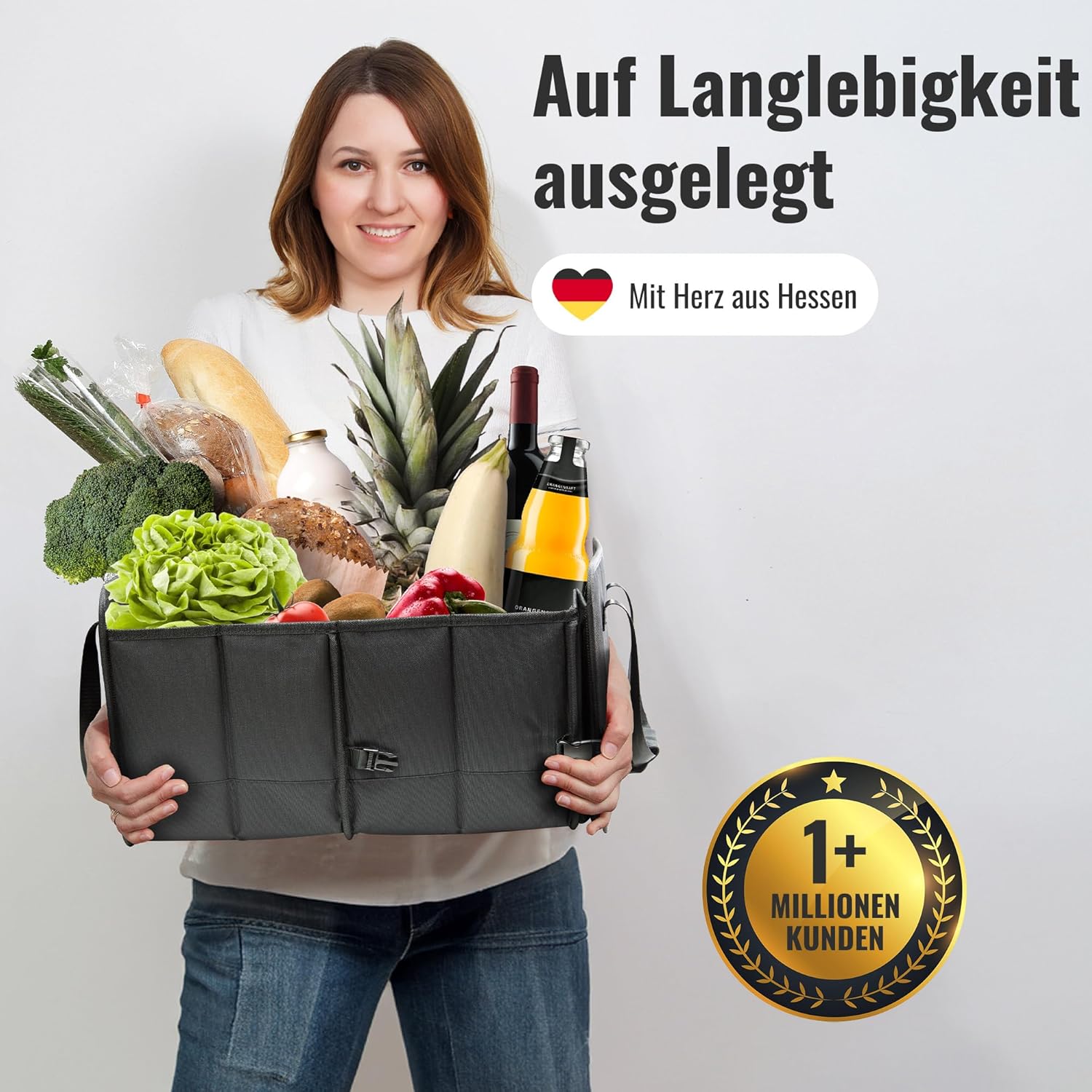 Achilles Vario-Box, faltbarer Auto-Organizer, verstellbarer Kofferraumtaschen-Korb mit Klettverschluss am Boden, große Faltkorb-Box, Faltbox-Korb, schwarz, 72 x 33 x 30 cm – Bild 8