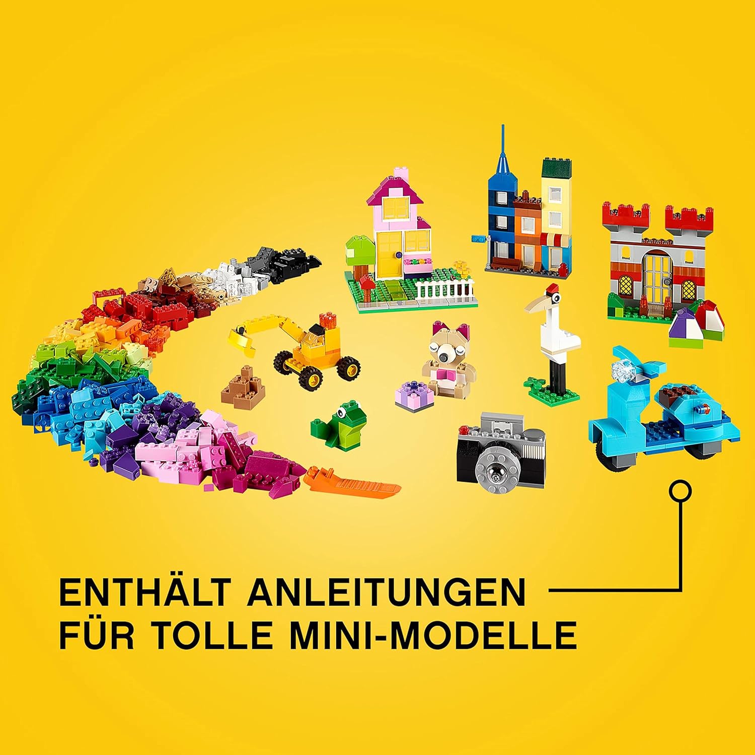 LEGO Classic große Bausteinbox mit kreativen Bausteinen, Kamera, Vespa und Bagger als Bausatz – Bauspielzeug – Weihnachtsgeschenk für Jungen und Mädchen ab 4 Jahren 10698 – Bild 3