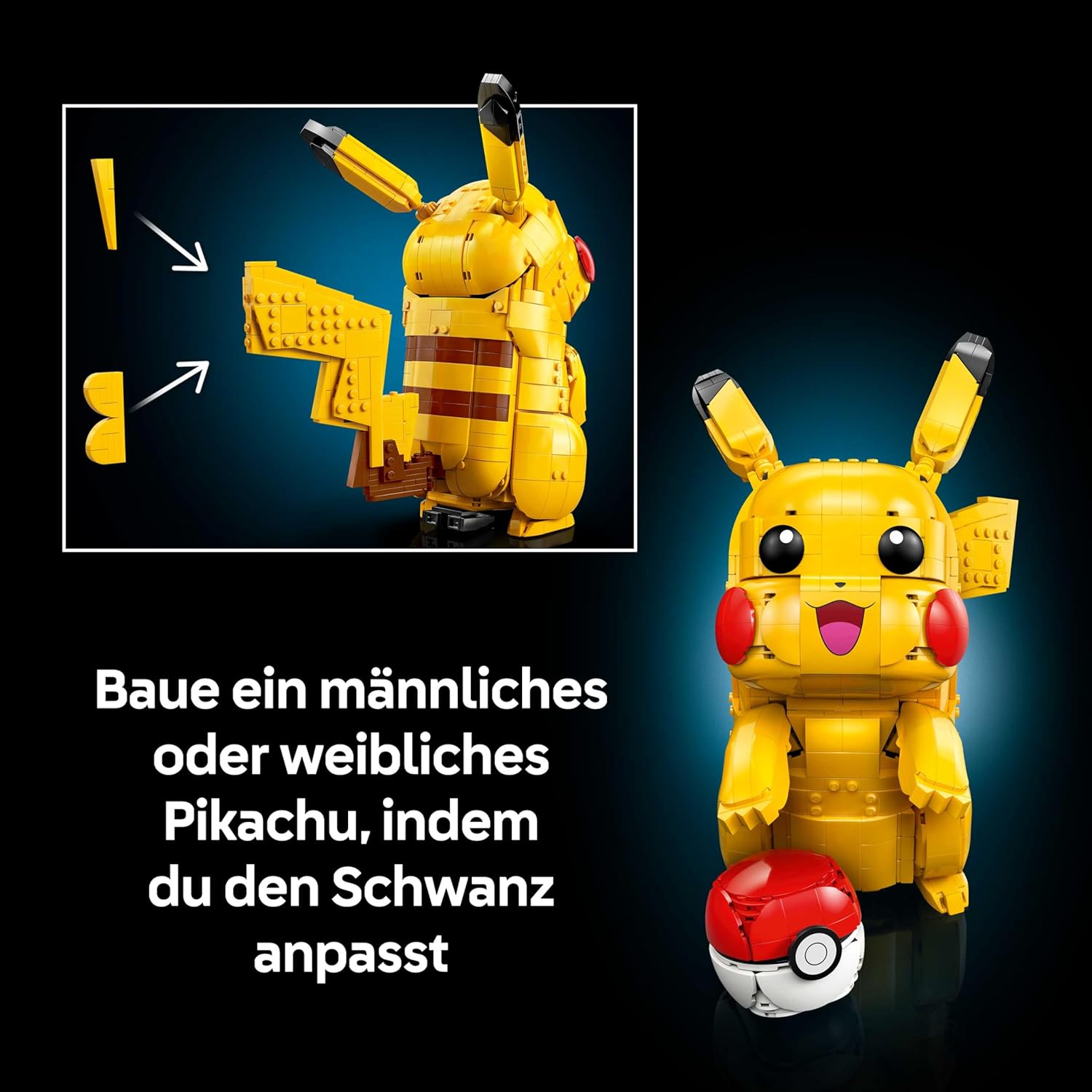 LEGO Pokémon Pikachu und Pokéball – Bauset für Erwachsene – Modellbau mit beweglicher Anime-Figur und dynamischem Ständer – DIY-Dekoration für Zimmer oder Schreibtisch – Geschenk für Gaming-Fans – 72152 – Bild 6