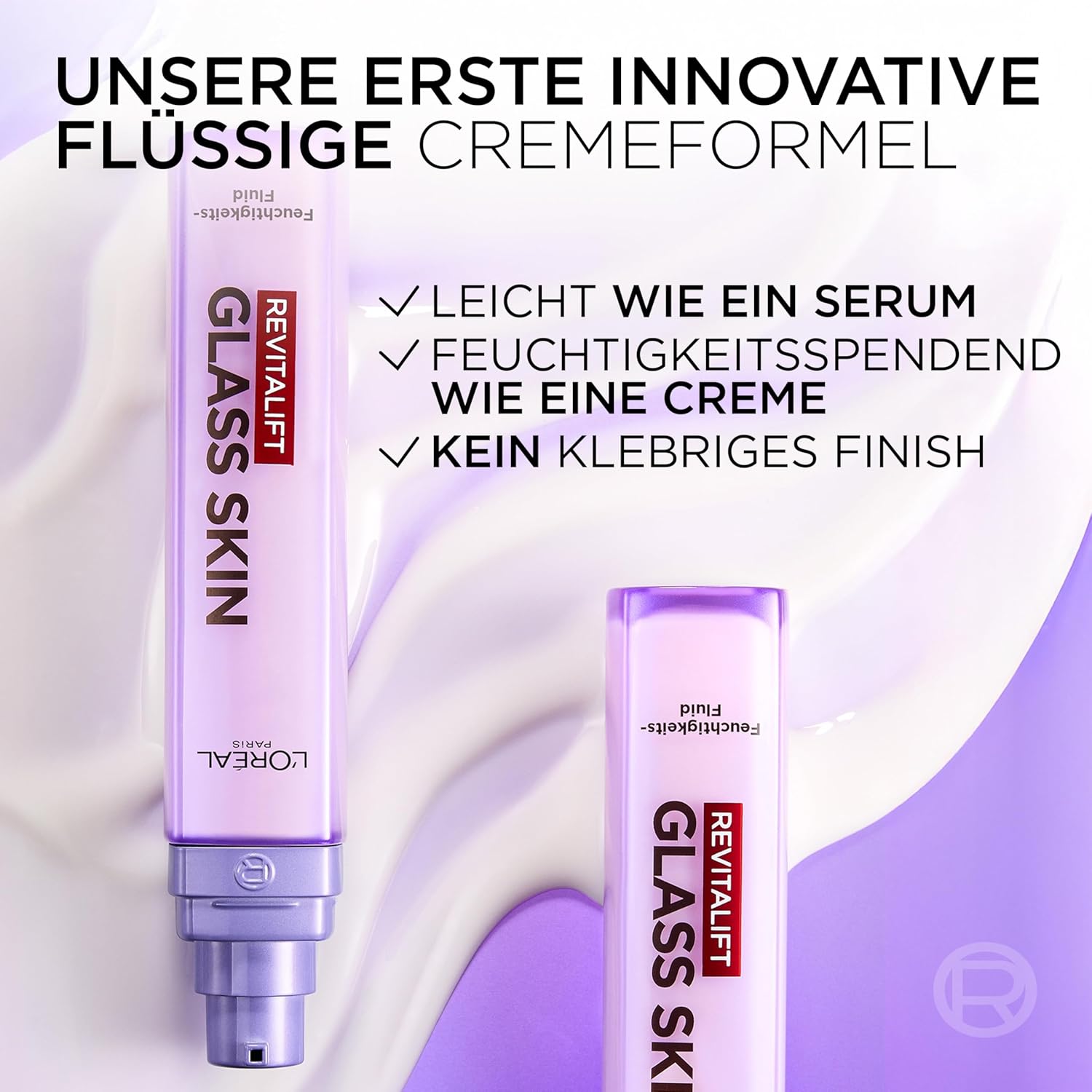 L'Oréal Paris Glass Skin Feuchtigkeitsfluid, für pralle und strahlende Haut, mit Hyaluronsäure + 5 % (Vitamin B3 + Pro B5 + C), glättendes Anti-Aging-Gesichtsfluid, Revitalift Filler, 50 ml – Bild 6