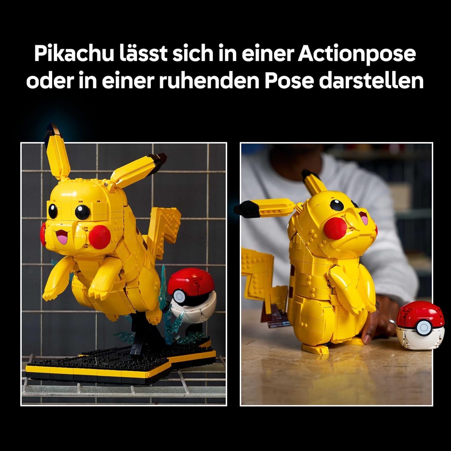 LEGO Pokémon Pikachu und Pokéball – Bauset für Erwachsene – Modellbau mit beweglicher Anime-Figur und dynamischem Ständer – DIY-Dekoration für Zimmer oder Schreibtisch – Geschenk für Gaming-Fans – 72152 – Bild 7