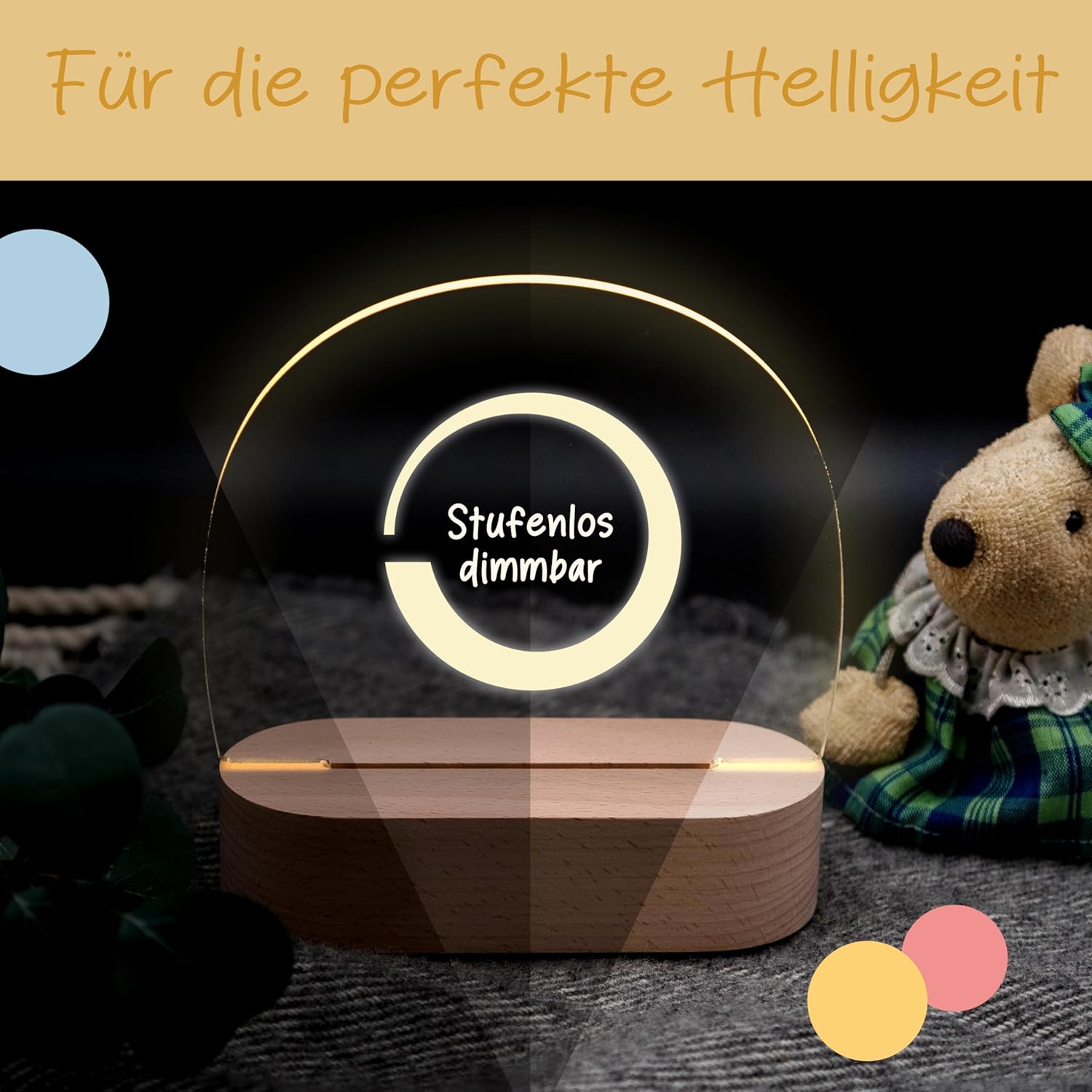 Bärenfreunde - Personalisiertes Nachtlicht für Babys - Individuelle Nachttischlampe für Kinder - Personalisierte Geschenke Kinder - Babygeschenk - Geschenk zur Geburt (Safaritiere) – Bild 5