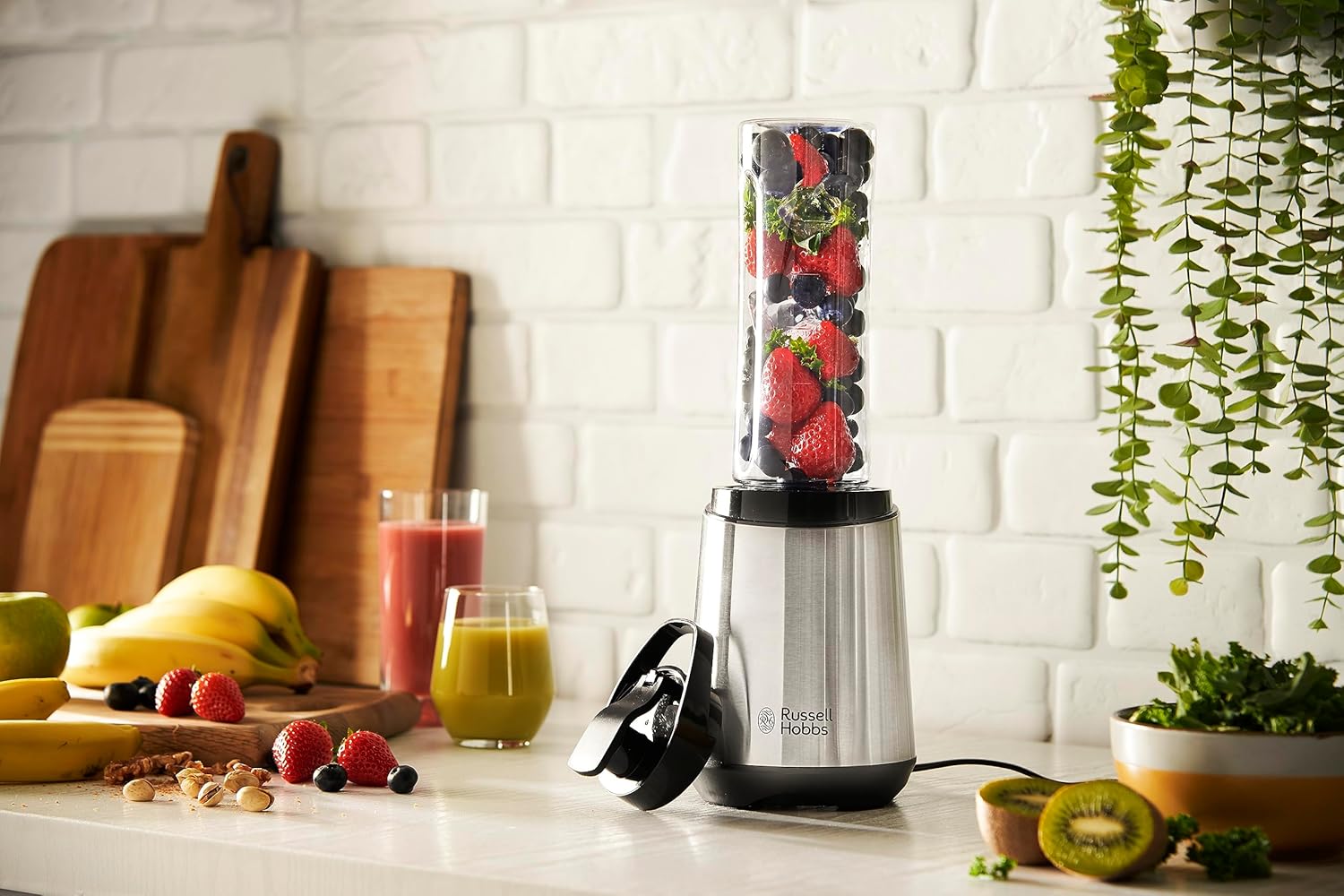 Russell Hobbs Mixer – Standmixer & Smoothie Maker to Go (23.500 U/min Power-Motor) inkl. 1 x Mixbehälter 600 ml (BPA-frei, spülmaschinenfest und bruchsicher inkl. Deckel) Zerkleinerer, Edelstahl, – Bild 6