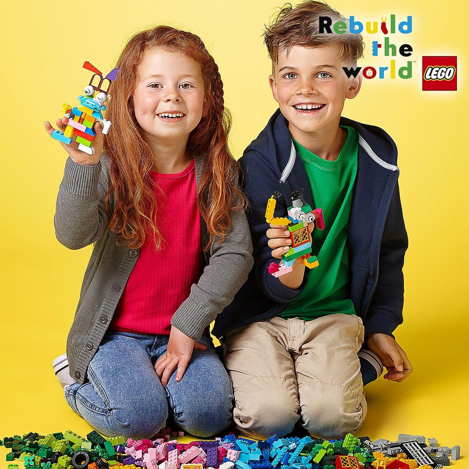 LEGO 10696 Classic Mittelgroße kreative Steinbox, einfache Spielzeugaufbewahrung, buntes Steinbauset, Spielzeug für Kinder, Jungen und Mädchen ab 4 Jahren mit Rädern, Fenstern, Augen und einer grünen Grundplatte – Bild 9