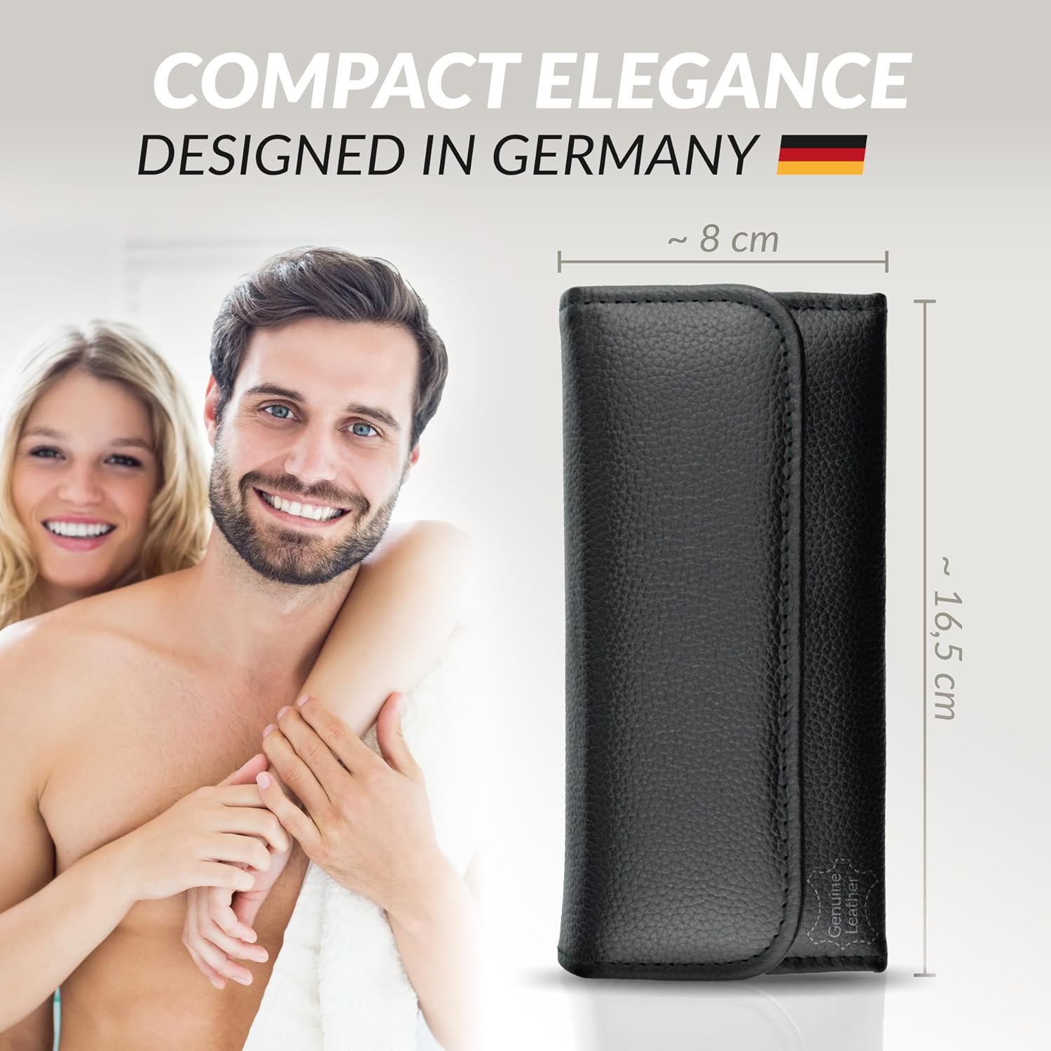 marQus Premium Maniküre-Set aus Edelstahl, 5-teilig im Echtleder-Etui, handliches und weiches Komplettset mit allem für die Hand- und Fußpflege, Nagelset schwarz – Bild 3