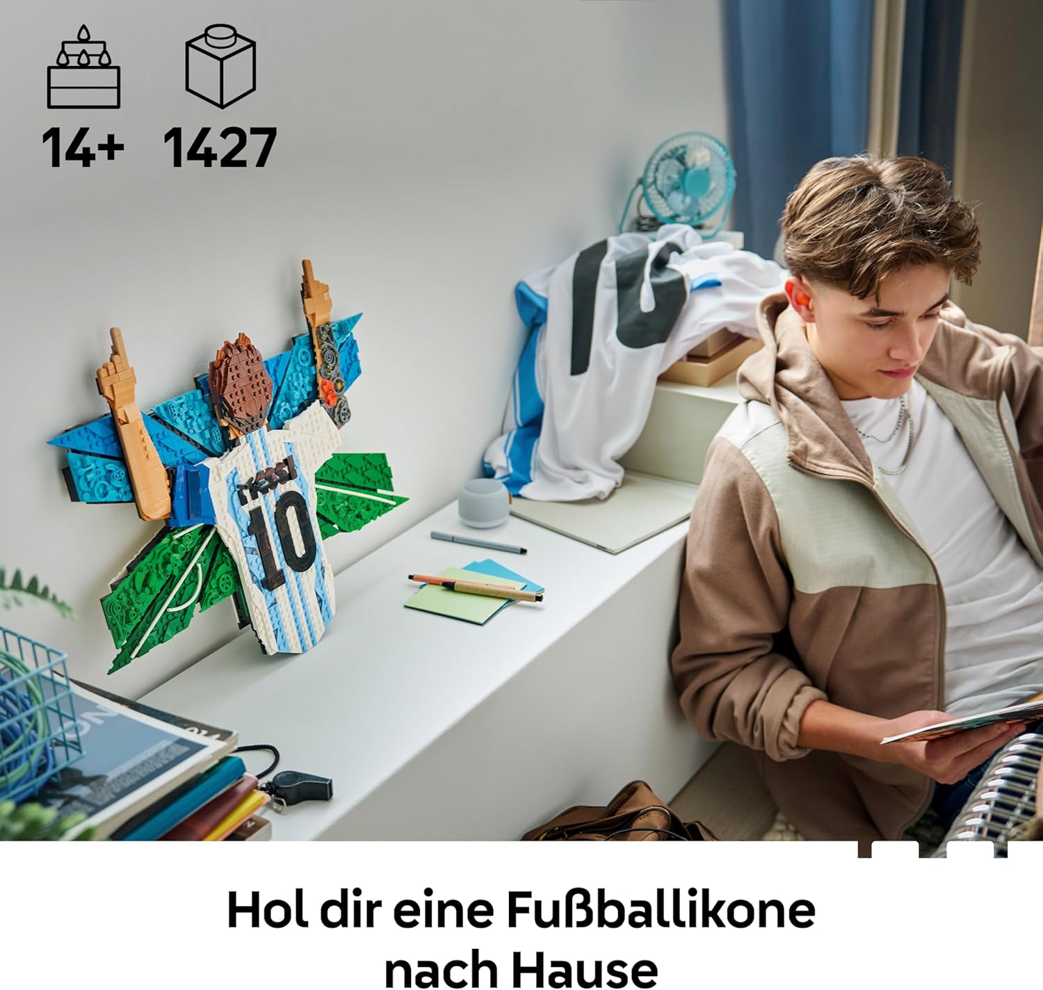 LEGO Editions Lionel Messi – Torjubel – 3D-DIY-Wandbild-Set – DIY-Dekoration für Kinder – Fußball-Geschenk für Jugendliche ab 14 Jahren, Mädchen, Jungen und erwachsene Sportfans – 43018 – Bild 2