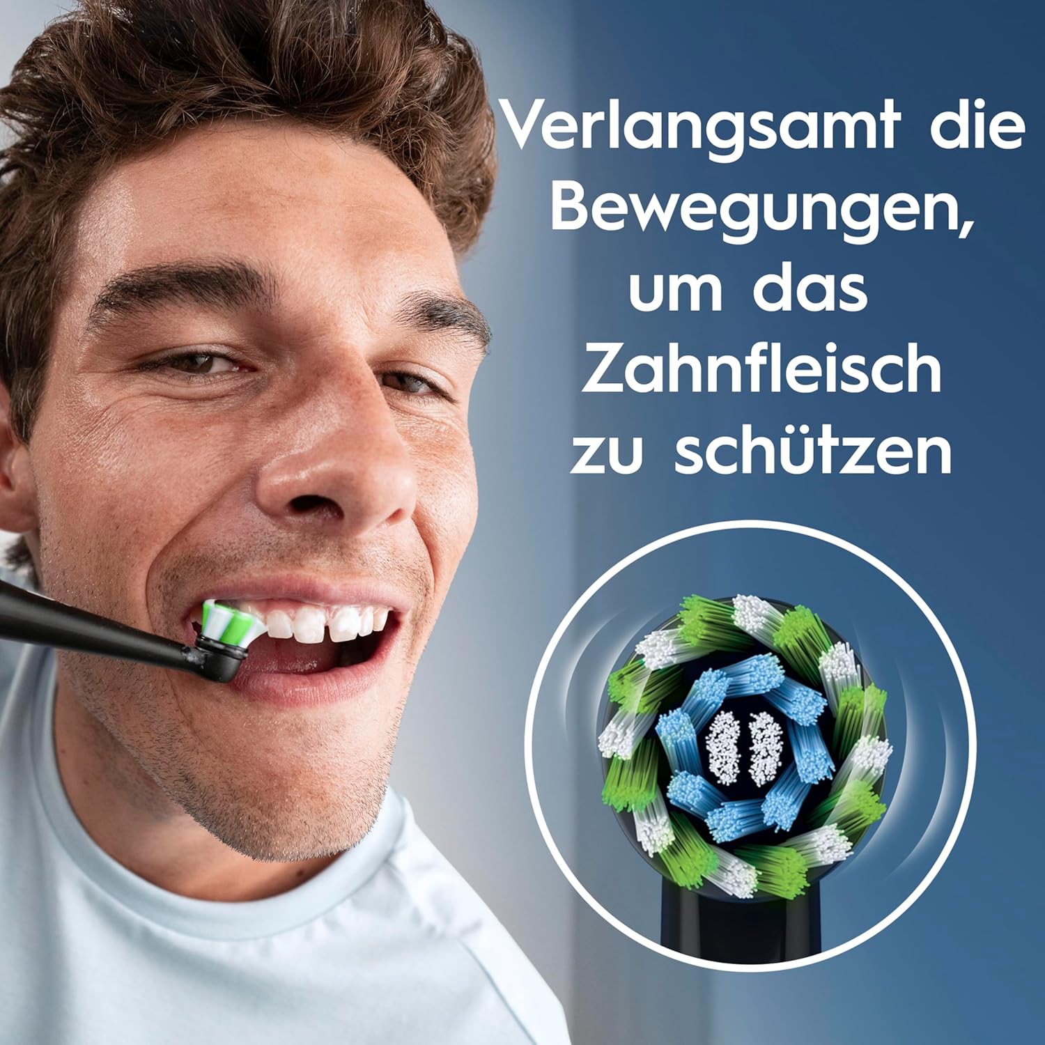 Oral-B Pro Series 1 Elektrische Zahnbürste, 1 Ersatzbürste, 3 Reinigungsmodi und Drucksensor für die Zahnpflege, Reiseetui, entworfen von Braun, Schwarz – Bild 7