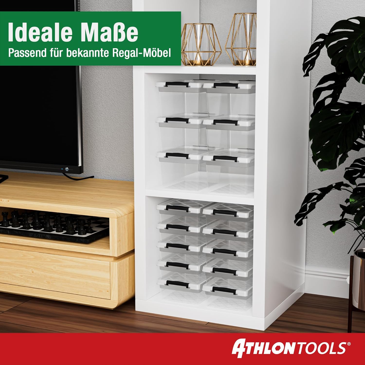 ATHLON TOOLS 10er Set 5L Aufbewahrungsboxen mit Deckel, klein, 100% lebensmittelecht, BPA-frei, Kunststoffbox mit Deckel, stapelbar, Aufbewahrung & Organisation, Kunststoff-Stapelboxen aus neuem Material – Bild 3