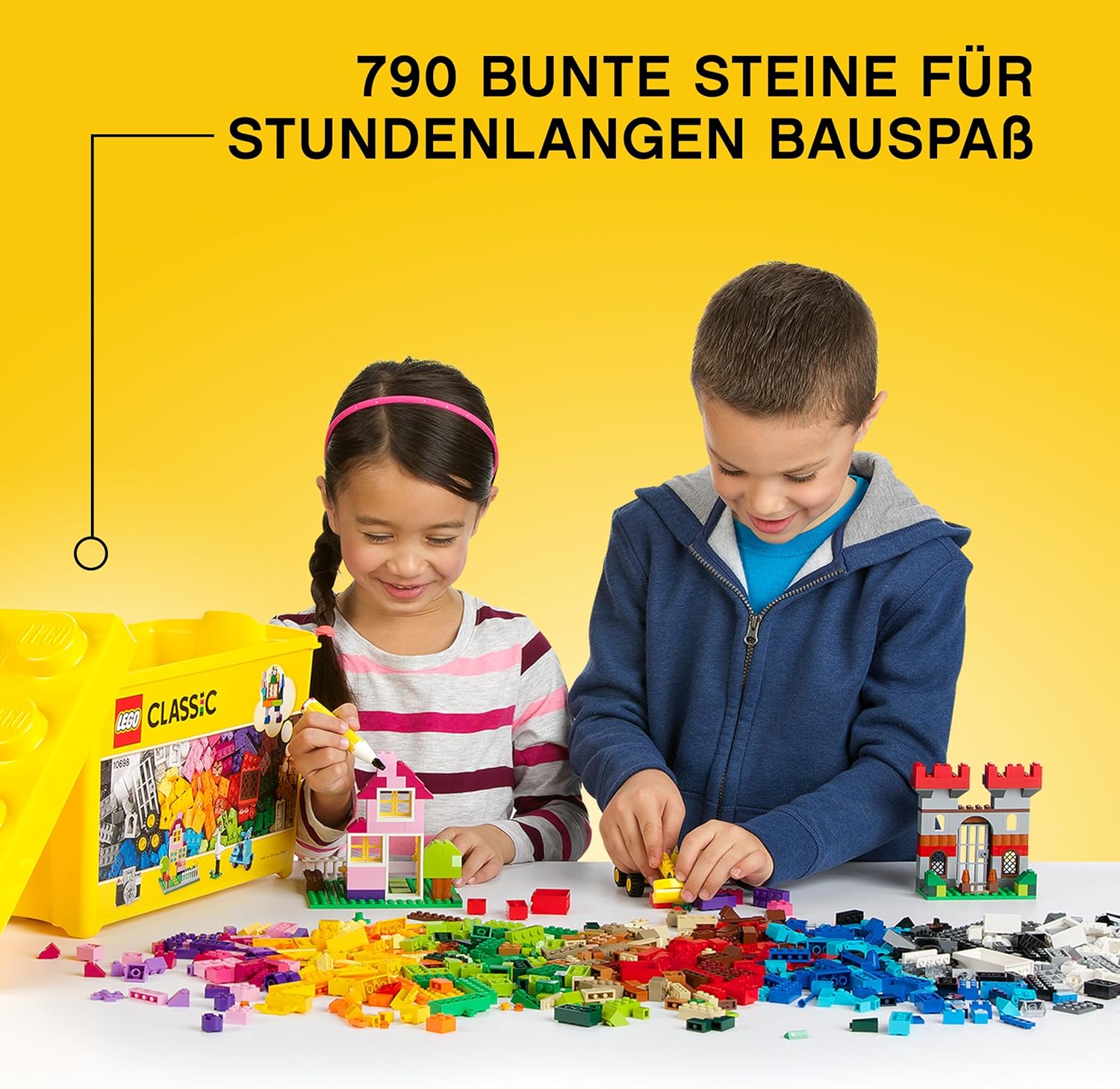 LEGO Classic große Bausteinbox mit kreativen Bausteinen, Kamera, Vespa und Bagger als Bausatz – Bauspielzeug – Weihnachtsgeschenk für Jungen und Mädchen ab 4 Jahren 10698 – Bild 2