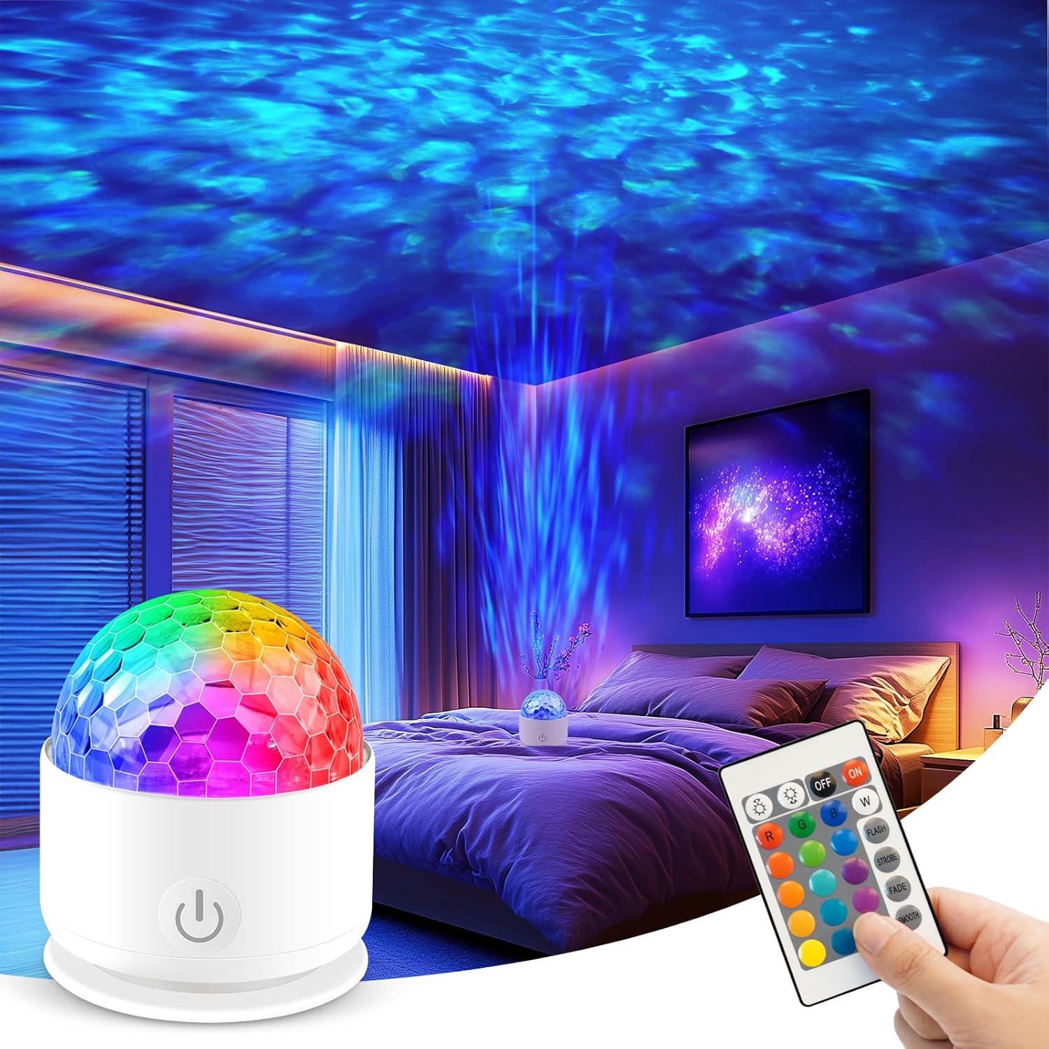 Fokky Sternenhimmel Projektor, LED Sternenhimmel Projektor Kinder, Galaxy Projektor für Geschenkparty, Sternprojektor Kinder mit 16 Lichteffekten, LED Projektor Nachtlicht Raumdekoration (Weiß)