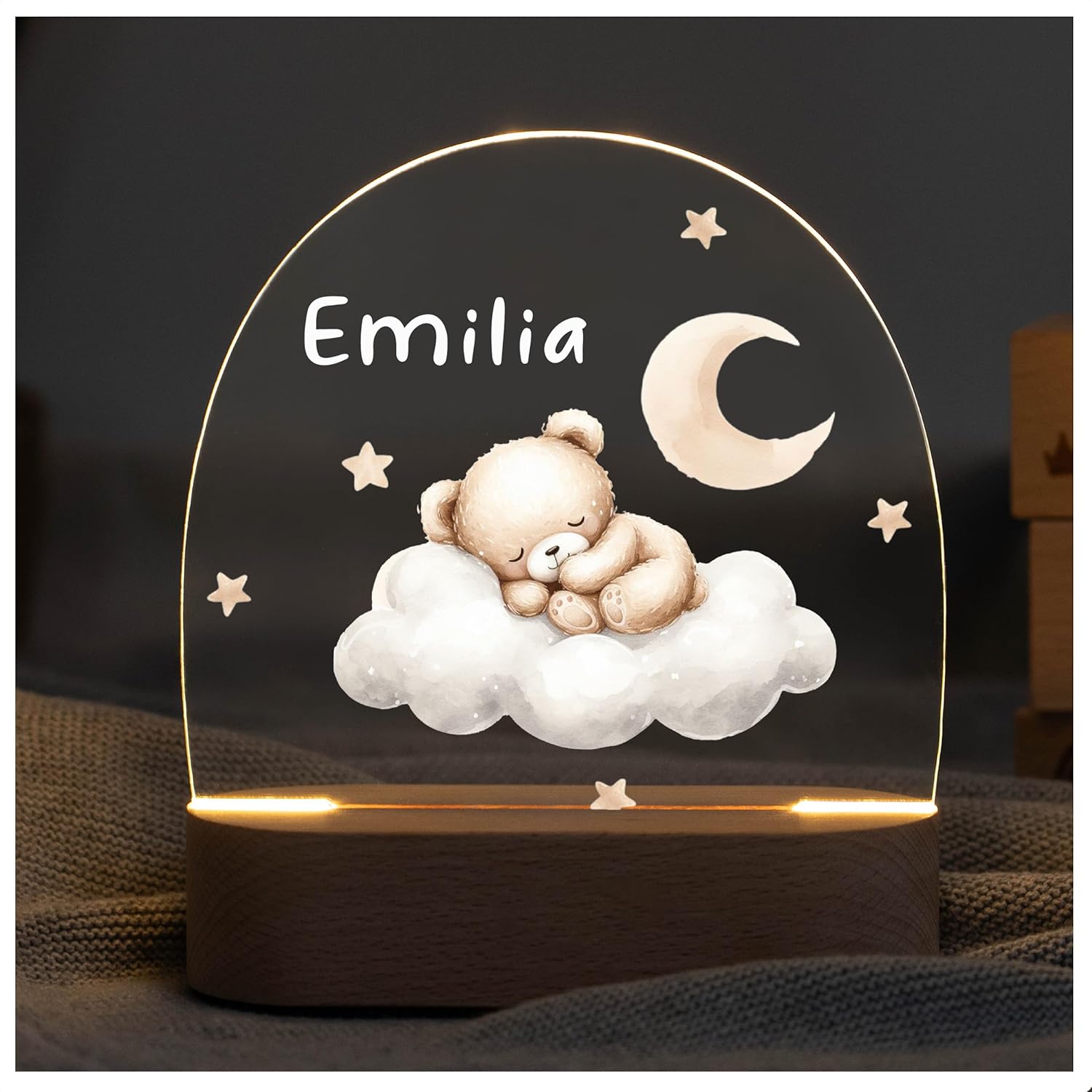 Geschenk zur Geburt Mädchen – Nachtlicht Kinder dimmbar – Nachtlampe personalisiert Bär – Bedeutungsvolle Geschenke zur Geburt – Babygeschenke zur Geburt – personalisierte Lampe Kinder – Nachtlicht Baby –