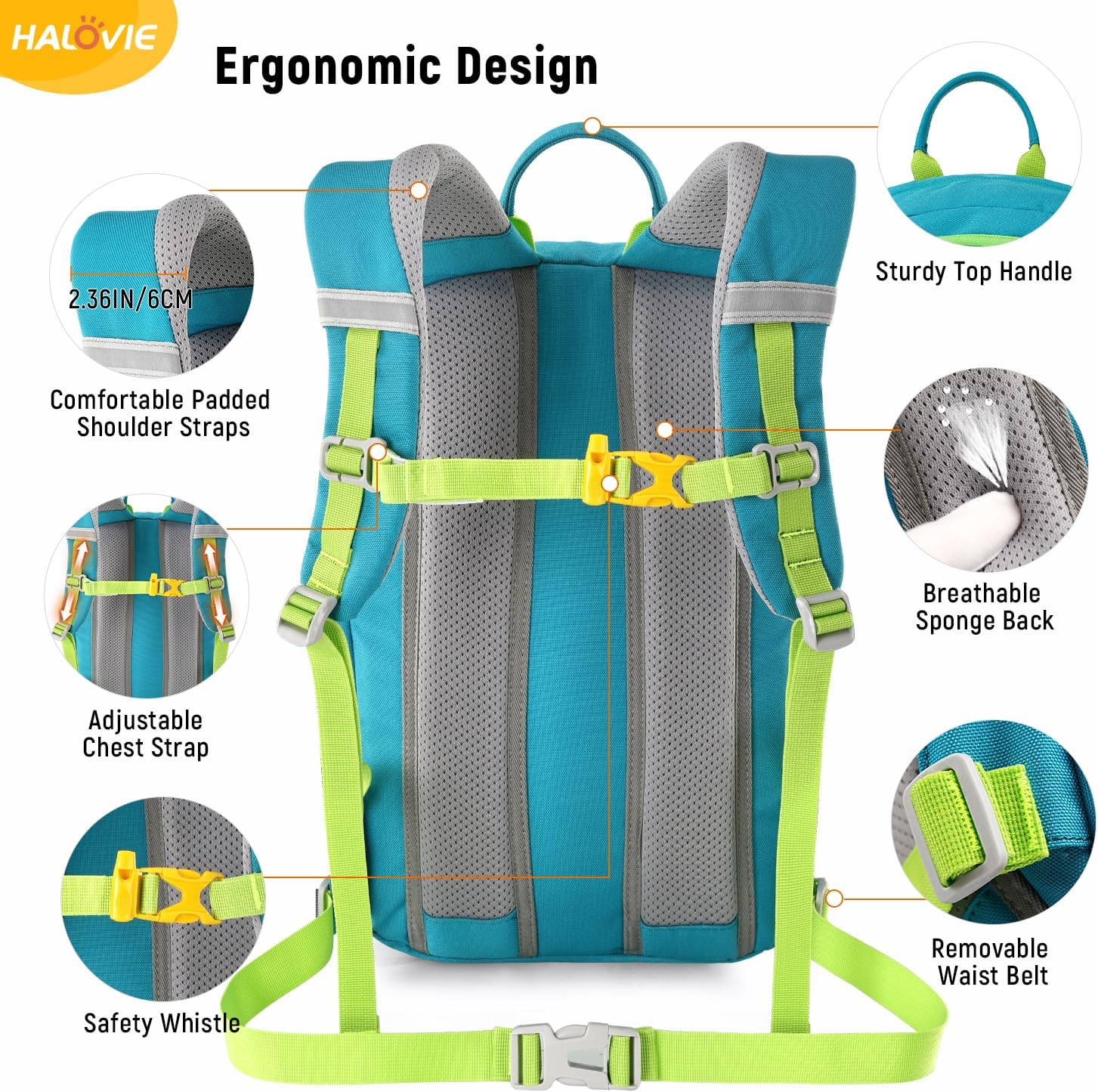 HALOVIE Kinderrucksack Jungen 12L Wanderrucksack Kinder mit Brustgurt für 6-10 Jahre Rucksack zum Wandern Outdoor – Bild 4