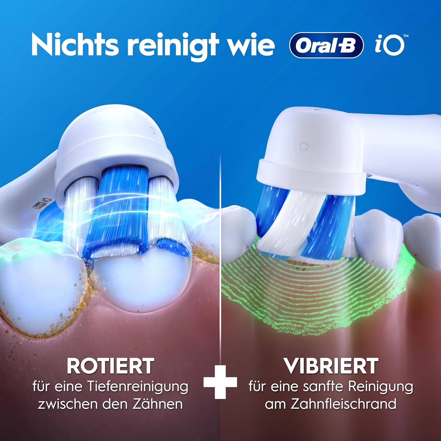 Oral-B iO Series 2 Elektrische Zahnbürste, DUO-Pack, zwei Zahnbürstenköpfe, 3 Putzmodi für die Zahnpflege, Reiseetui, Reise-Nachfüllhalter, entworfen von Braun, Nachtschwarz/Waldgrün – Bild 5