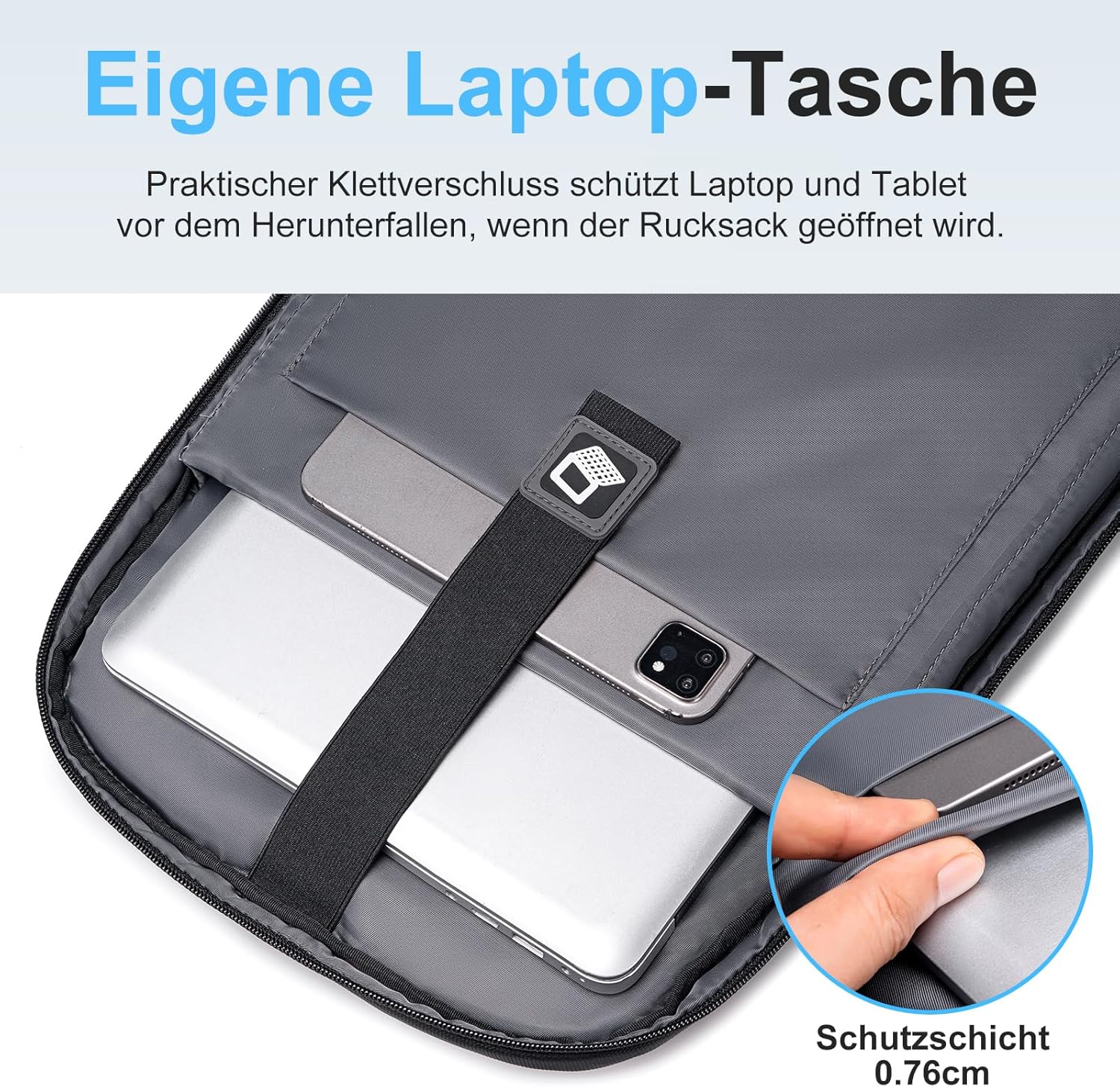 FENRUIEN Business-Laptop-Rucksack, leicht, 15,6 Zoll, schlanker Laptop-Rucksack, Schwarz, Business – Bild 4
