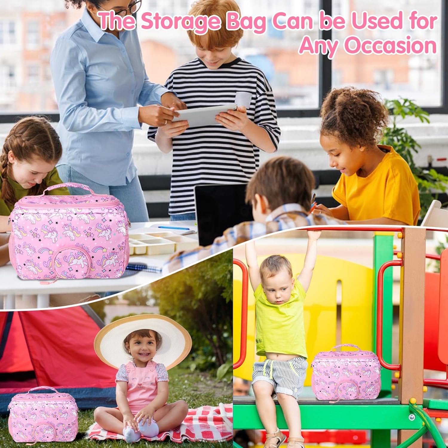 Tasche für Toniebox, Transporttasche für Tonie-Starterset, Kopfhörer, Ladestation und Zubehör, Aufbewahrungstasche für Toniebox-Audioplayer mit Reißverschluss und verstellbarem Riemen (Rosa) – Bild 4