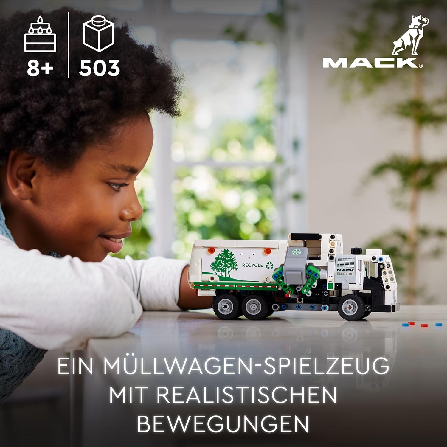LEGO Technic Mack LR Elektro-Müllwagen, Müllwagenmodell für Recycling-Rollenspiele, baubares LKW-Spielzeug für Kinder, Autogeschenk für Jungen und Mädchen ab 8 Jahren, die Fahrzeuge lieben 42167 – Bild 2