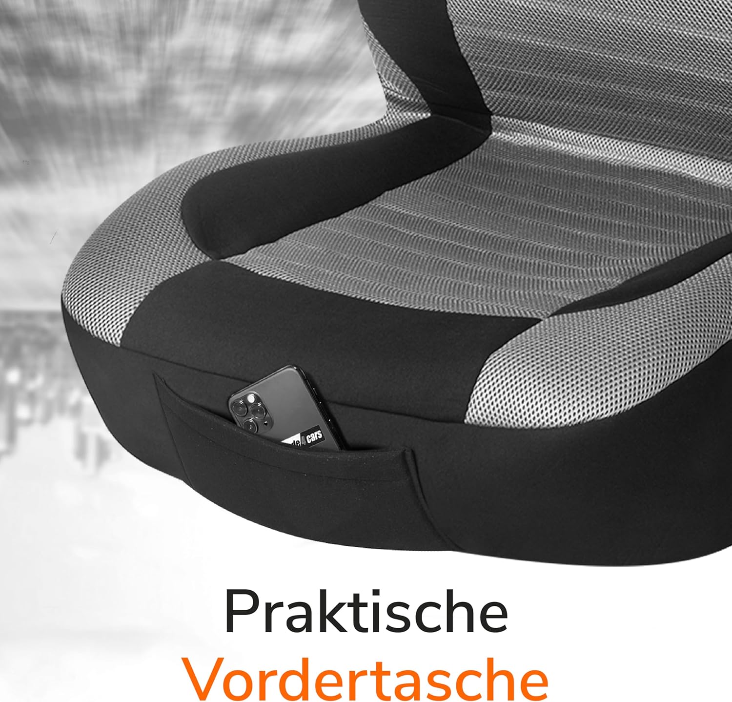 Upgrade4cars Autositzbezüge-Set für die Vordersitze Version 2026 | Autositzbezüge Universal in Grau für Fahrersitz & Beifahrer | Autozubehör Innendekoration – Bild 5