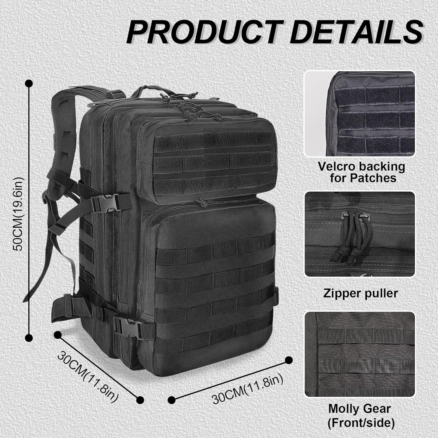Herren-Militärrucksack, 45 l, großer Rucksack, wasserdicht, Outdoor-Überlebens-Wanderrucksack, taktischer Rucksack, geeignet für Jagd, Wandern, Camping und andere Outdoor-Aktivitäten – Bild 2