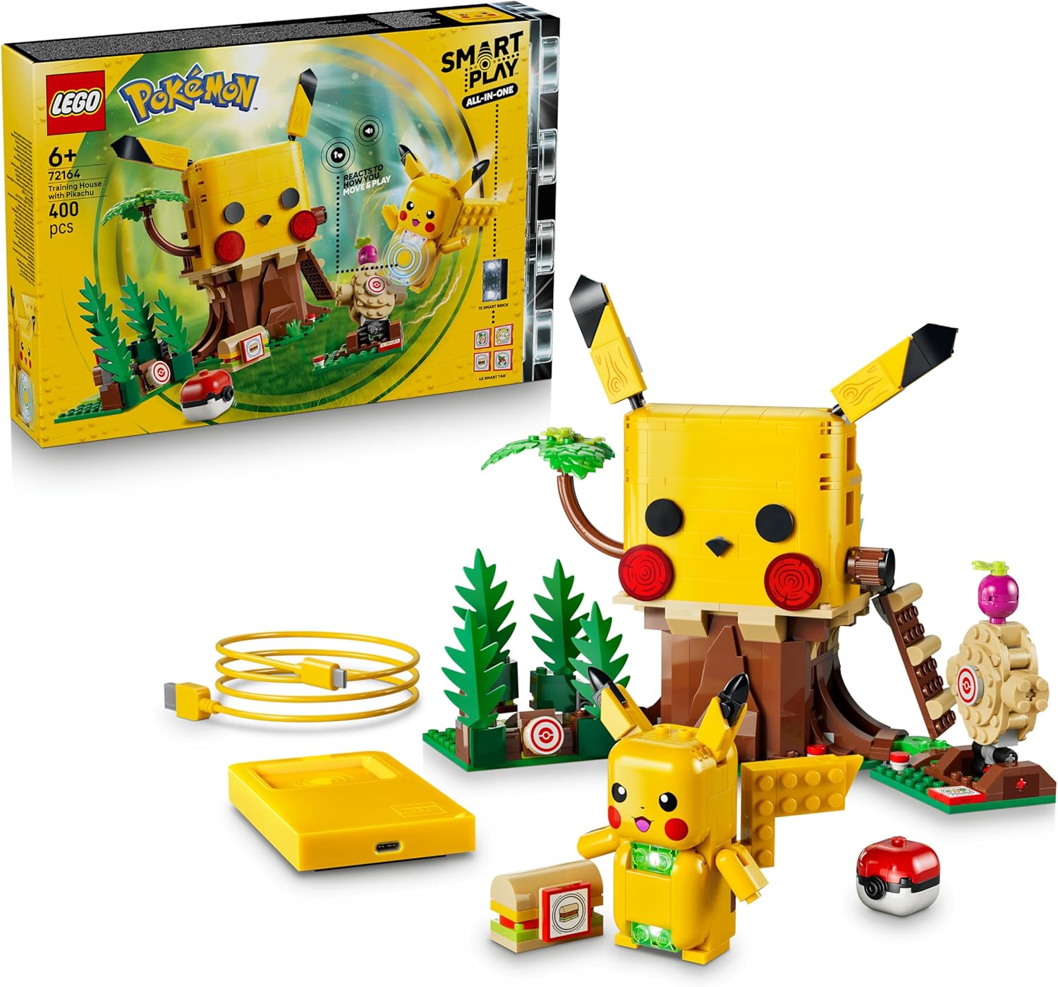 LEGO Pokémon Smart Play: Trainingshaus mit Pikachu – Interaktives All-in-1-Spielset mit Smart Brick, 4 Tags, Figur und Ladegerät – Geschenkidee für Kinder ab 6 Jahren – 72164