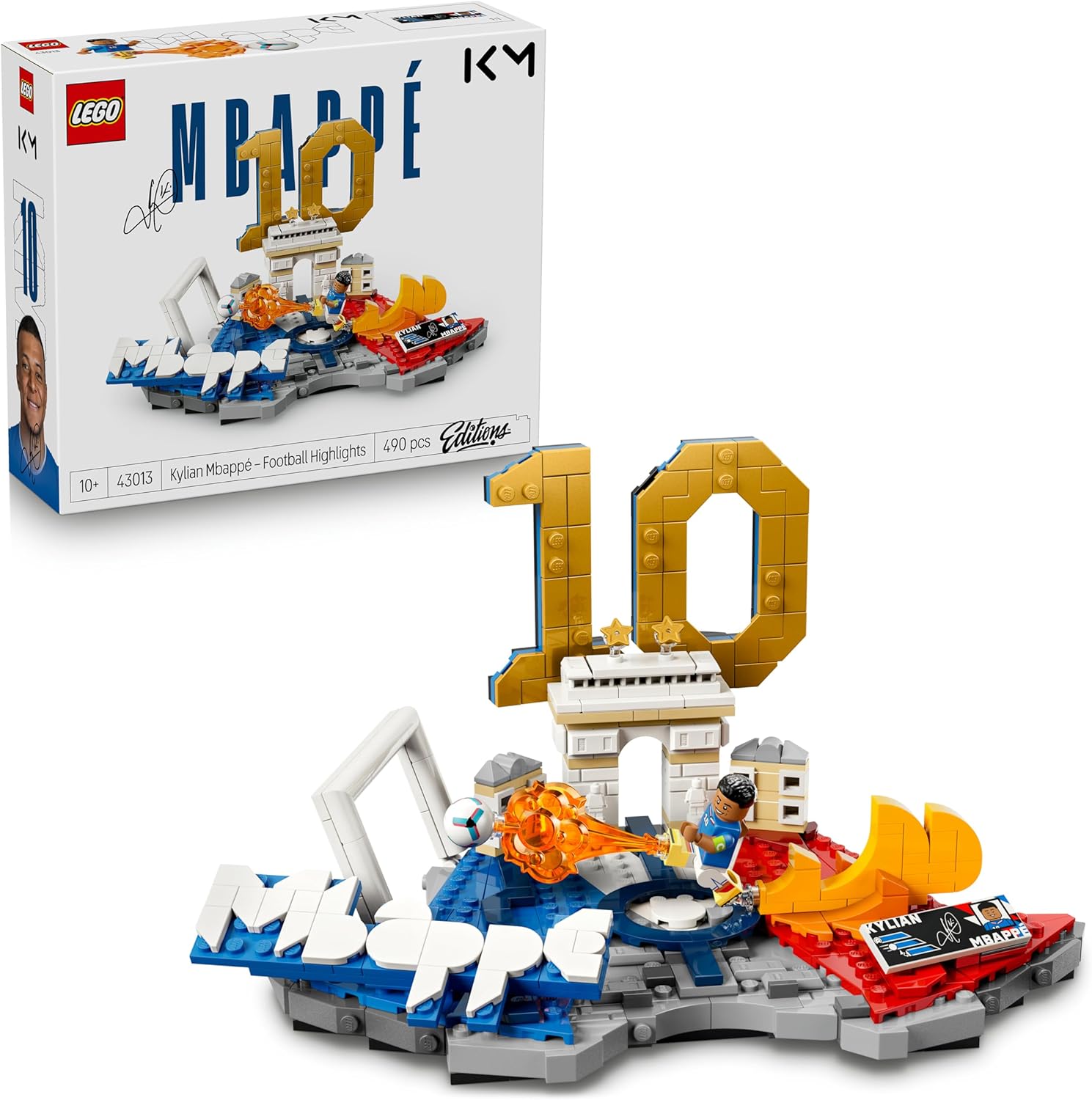 LEGO Editions Kylian Mbappé – Fußball-Highlights-Spielzeug – 3D-Modellbau mit Minifigur zum Sammeln – Kinderzimmerdekoration – Geschenk für Jungen, Mädchen ab 10 Jahren und erwachsene Sportfans – 43013