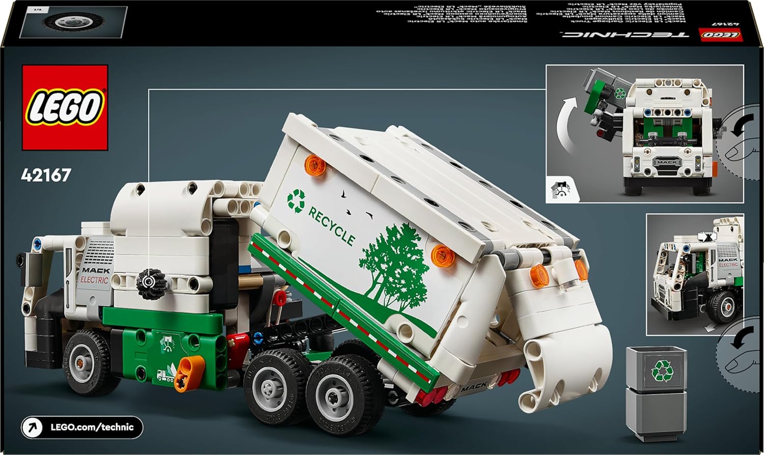LEGO Technic Mack LR Elektro-Müllwagen, Müllwagenmodell für Recycling-Rollenspiele, baubares LKW-Spielzeug für Kinder, Autogeschenk für Jungen und Mädchen ab 8 Jahren, die Fahrzeuge lieben 42167 – Bild 11