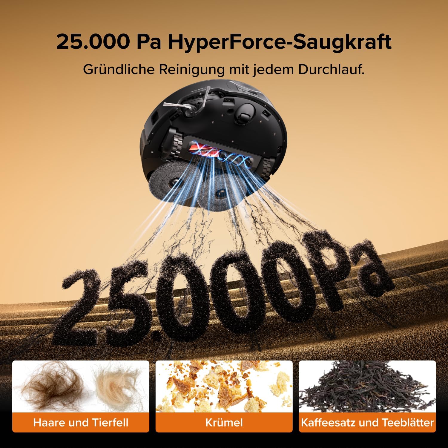 roborock Qrevo Edge 2 Set Saugroboter mit Wischfunktion&Hebarem Wischmopp, 25.000 Pa, Anti-Tangle, ultraflach 7,98 cm, 80 °C Heißwasser-Moppwäsche, FlexiArm-Technologie, AI-Hinderniserkennung(Schwarz) – Bild 2