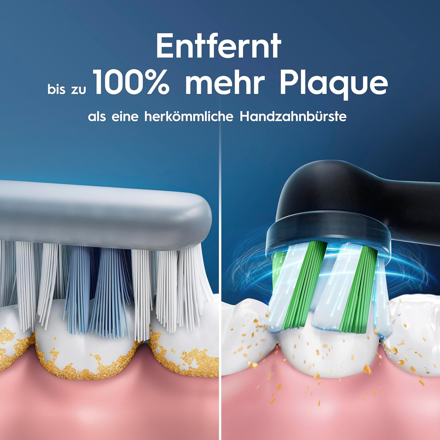 Oral-B Pro Series 1 Elektrische Zahnbürste, 1 Ersatzbürste, 3 Reinigungsmodi und Drucksensor für die Zahnpflege, Reiseetui, entworfen von Braun, Schwarz – Bild 5