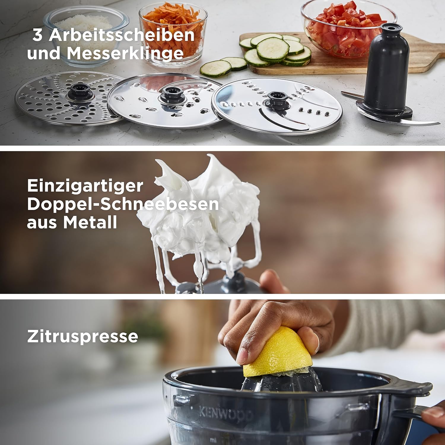 Kenwood FDM301SS Multipro Kompakt-Küchenmaschine, leistungsstarkes Küchengerät mit 2,1-l-Behälter, Acrylmixer, Doppel-Schneebesen, Metallgehäuse – Bild 6