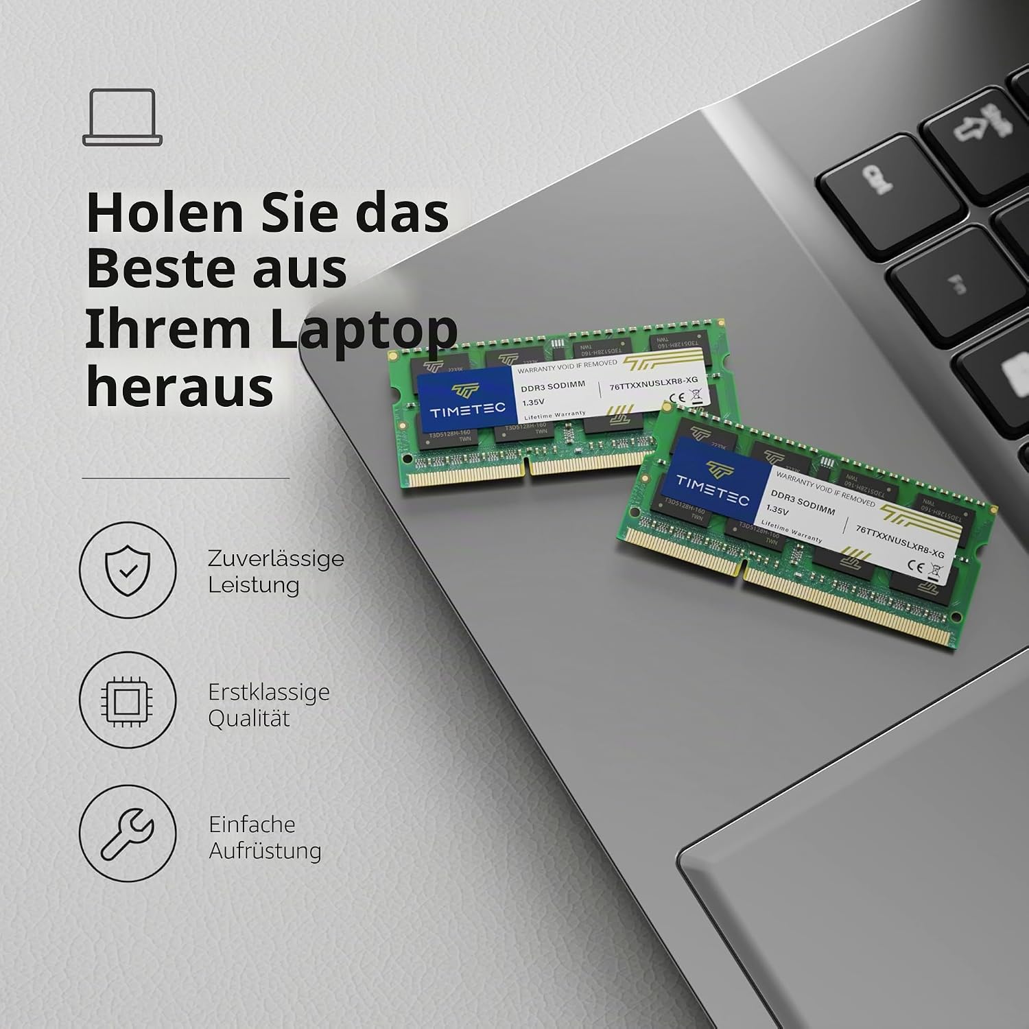 Timetec Hynix IC 8 GB DDR3L 1600 MHz PC3-12800 ungepuffert Non-ECC 1,35 V CL11 2Rx8 Dual Rank 204 Pin SODIMM Laptop Notebook Computer Speicher RAM Modul Upgrade (8 GB) – Bild 3