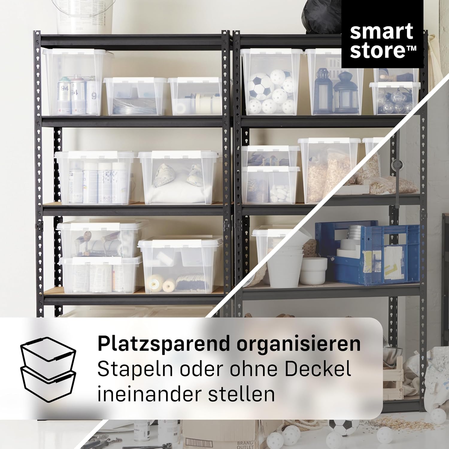 SmartStore - 10 x Aufbewahrungsbox mit Deckel, Classic 3 L (21 x 17 x 15 cm), stapelbare Box mit Deckel, lebensmittelechte Kunststoffbox, Kunststoffbox mit Deckel und verstärkten Ecken – Bild 4