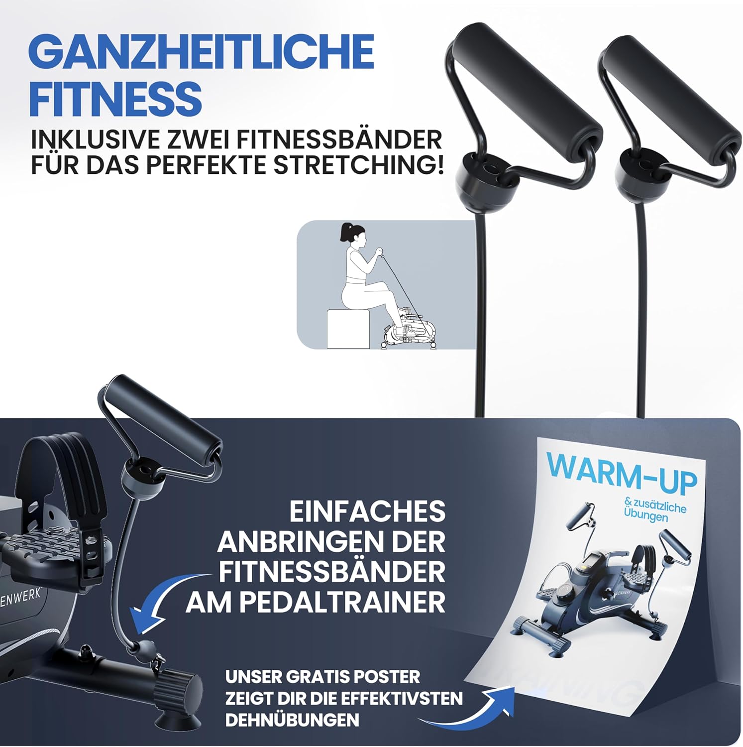 HELDENWERK Pedaltrainer Pro Set - TÜV/GS geprüft | Vergleichssieger | Extra leise & gelenkschonend inklusive Befestigungsgurt – Arm- und Beintrainer für zu Hause – Trettrainer für Senioren, Heimtrainer – Bild 5