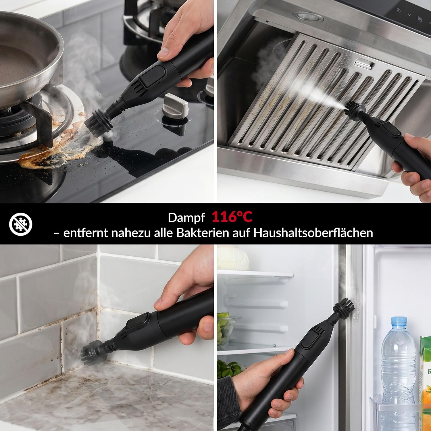 LEHMANN SteamWash 1800 Waschsauger & Dampfreiniger 4in1, Polsterreiniger und Teppichreiniger mit Warmwasser 60°C & Dampf 116°C, 16 kPa Saugkraft, Fleckenreiniger für Sofa, Auto & Haushalt – Bild 2