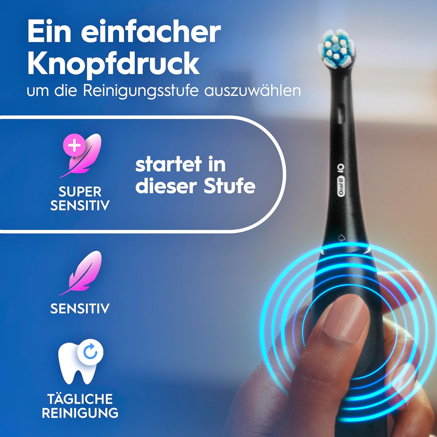 Oral-B iO Series 2 Elektrische Zahnbürste, DUO-Pack, zwei Zahnbürstenköpfe, 3 Putzmodi für die Zahnpflege, Reiseetui, Reise-Nachfüllhalter, entworfen von Braun, Nachtschwarz/Waldgrün – Bild 12