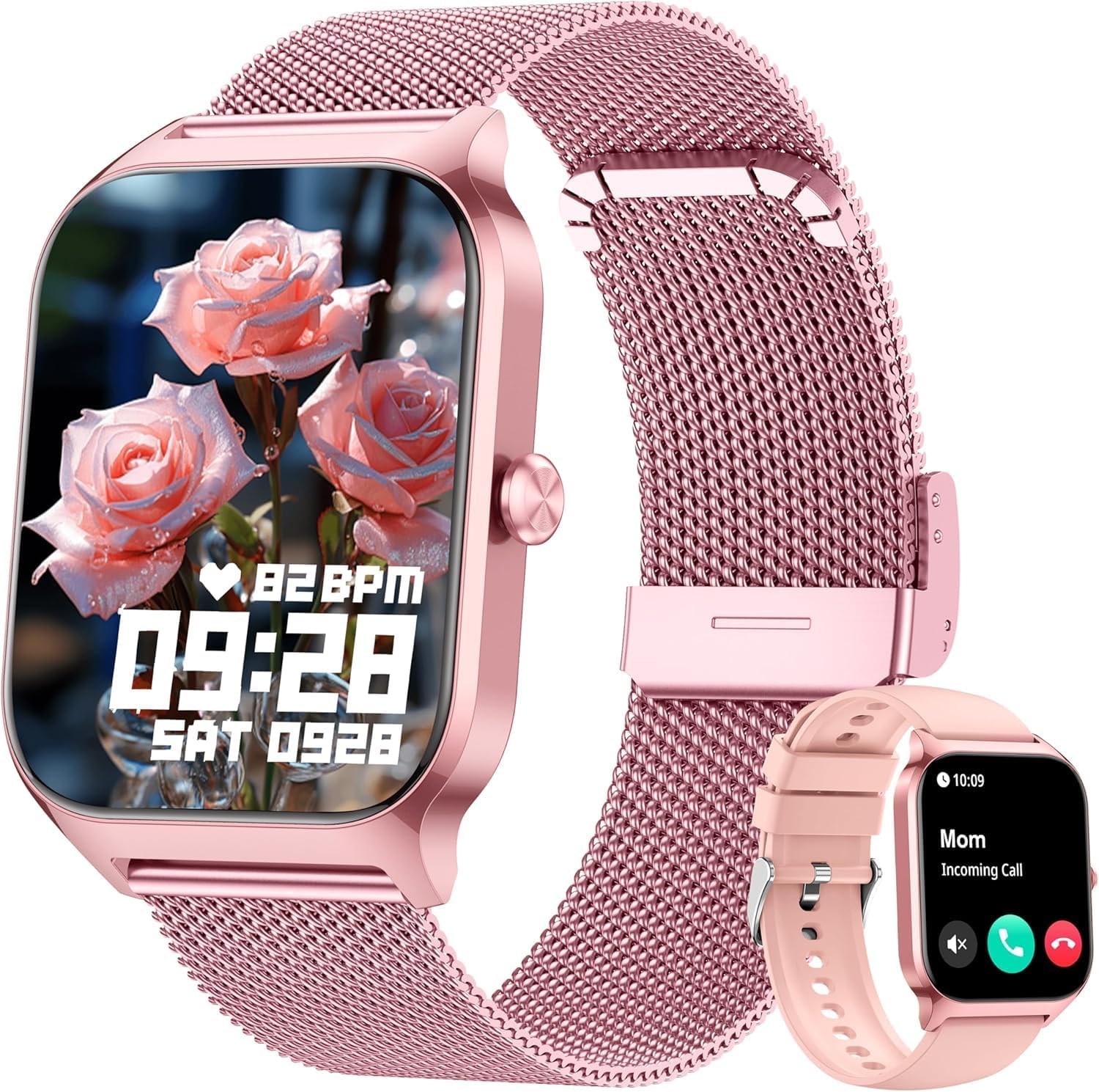 KALINCO Smartwatch Herren Damen Blutdruckuhr mit Bluetooth-Telefonie, AI Fitness Tracker mit Herzfrequenz SpO2 Stress, 100+ Sportmodi, Fitnessuhr, Weltuhr, Schlafanalyse, Geschenkideen für iOS Android