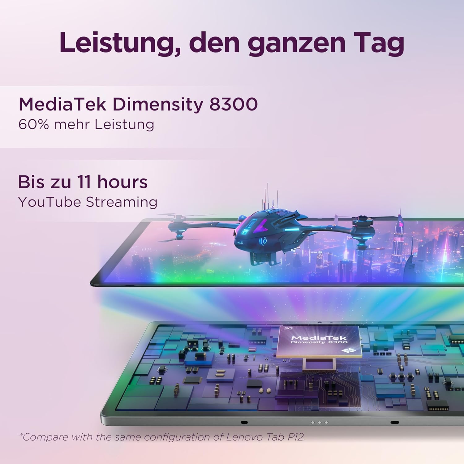 Lenovo Idea Tab Pro Tablet, 12,7 Zoll 3K-Display, MediaTek Dimensity 8300, 8 GB RAM, 256 GB eMMC-Speicher, Android, Luna Grey, inklusive Tab Pen Plus – Bild 9