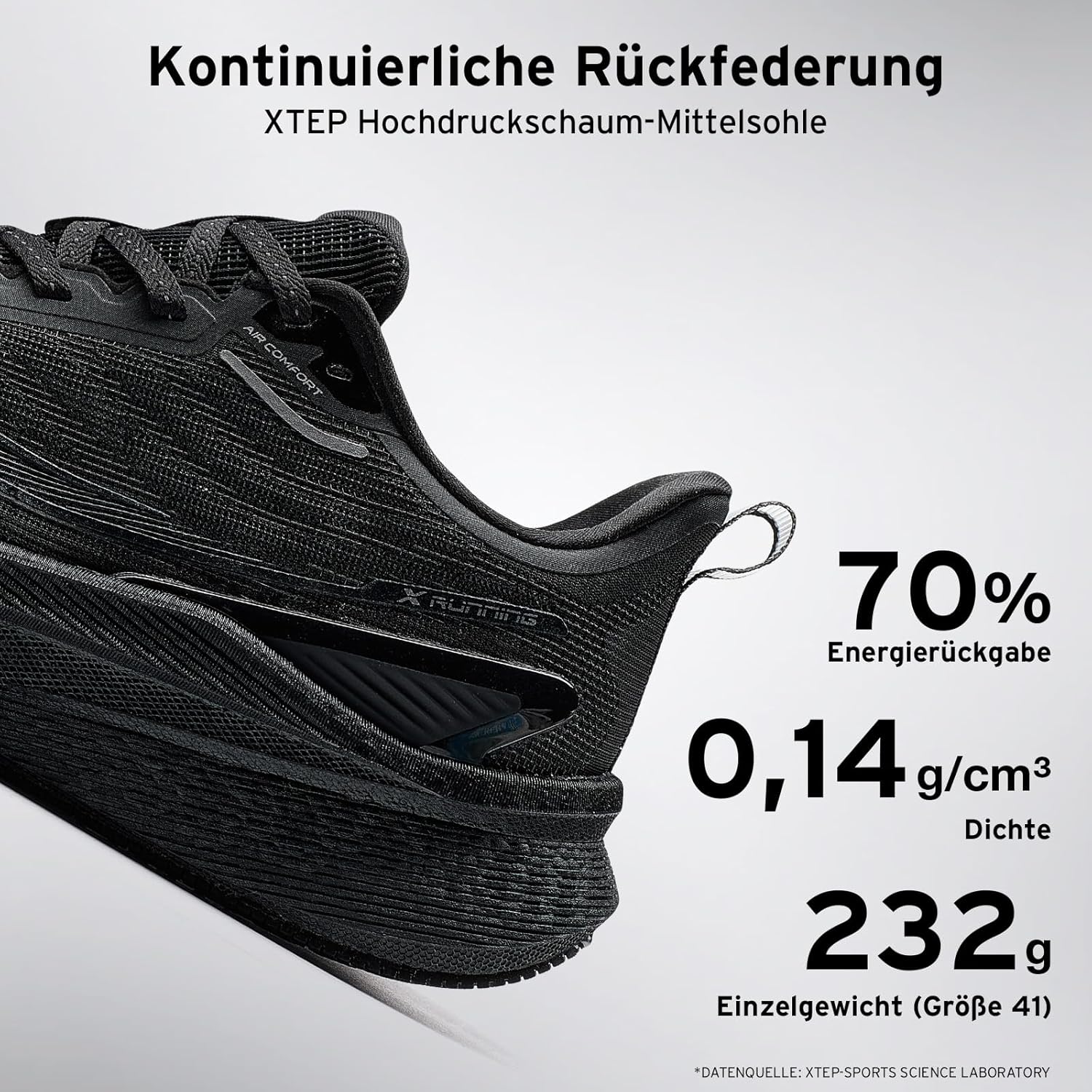 XTEP Professional 2000 km Herren-Laufschuhe für Prüfungstraining, hohe Dämpfung, starkes Rückstoßvermögen, rutschfeste und langlebige Sportschuhe, ideal für Langstreckenläufe ab 10 km – Bild 5