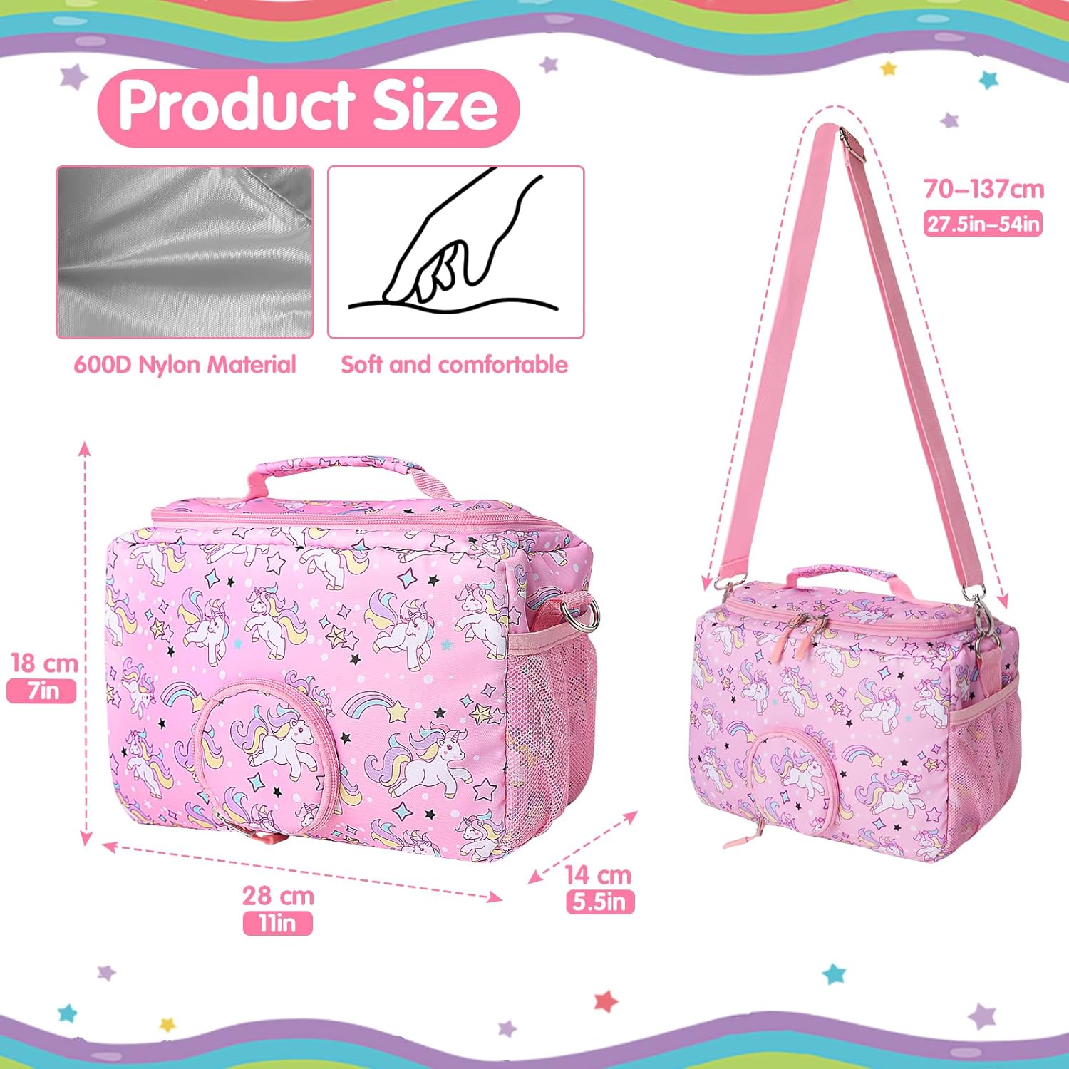 Tasche für Toniebox, Transporttasche für Tonie-Starterset, Kopfhörer, Ladestation und Zubehör, Aufbewahrungstasche für Toniebox-Audioplayer mit Reißverschluss und verstellbarem Riemen (Rosa) – Bild 5